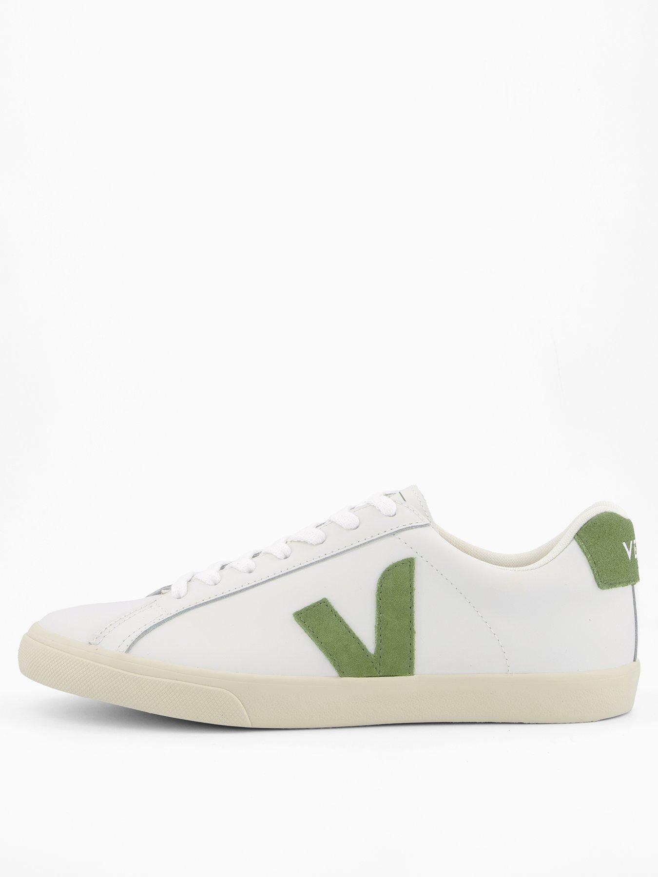 Veja Men's Esplar Logo Trainers, White/Green, Size 6, Men