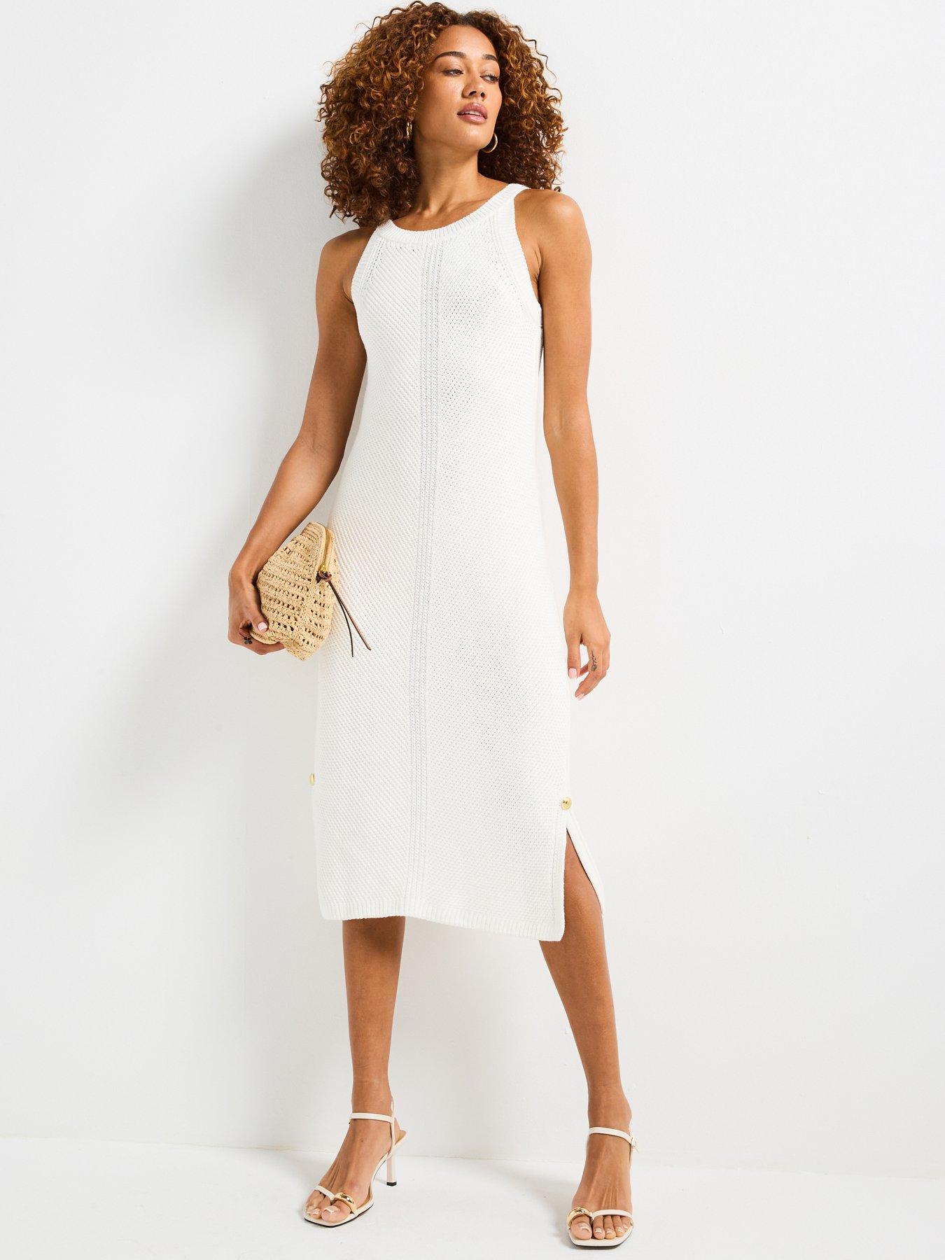 Barbour International Dakota Knitted Midi Dress - Cream | Very