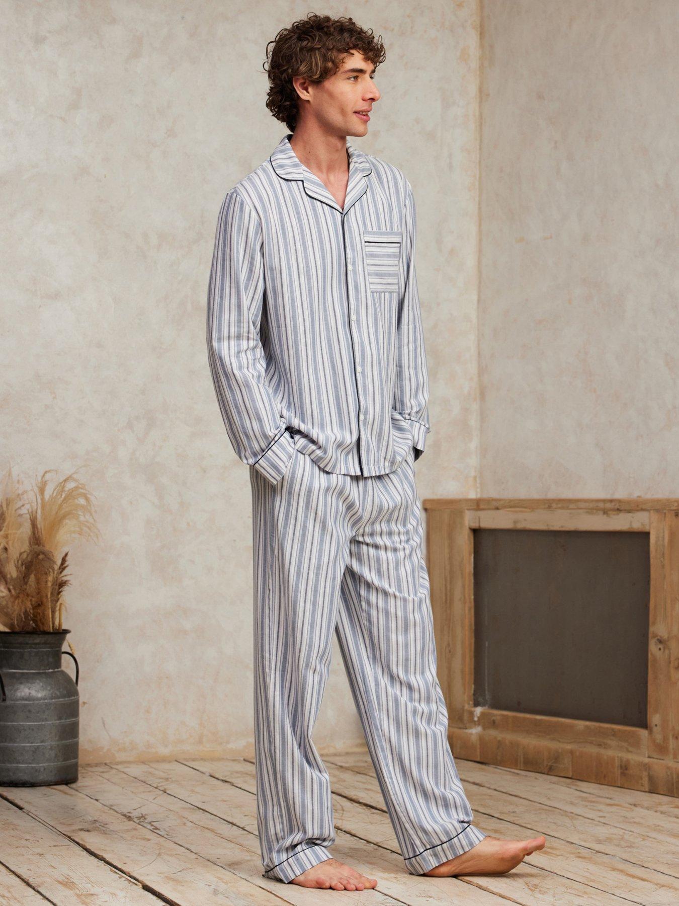 undefined Mens Button Up Long Set - Woven Cotton