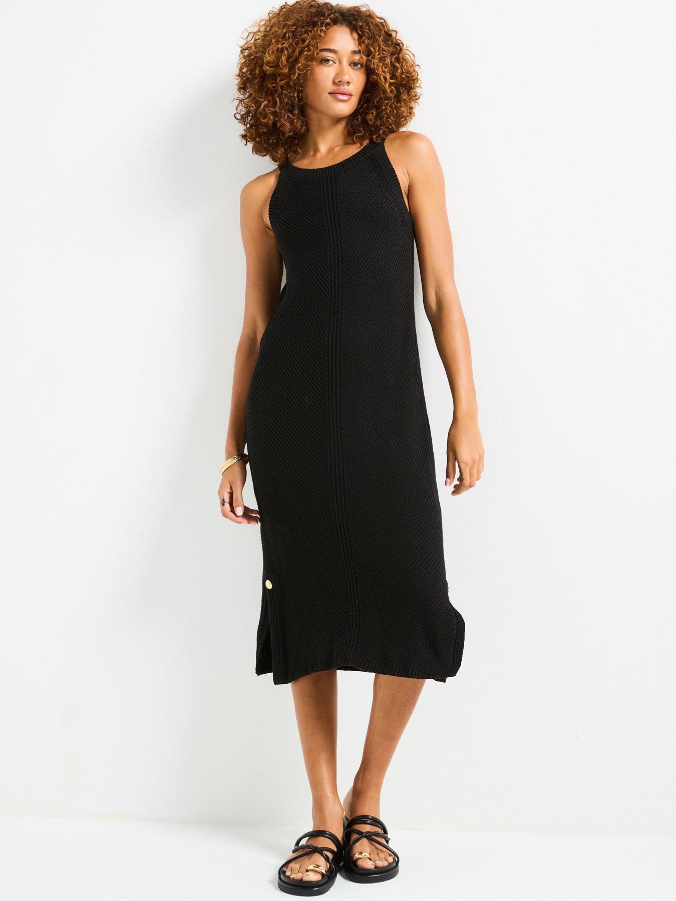 undefined Dakota Knitted Midi Dress - Black