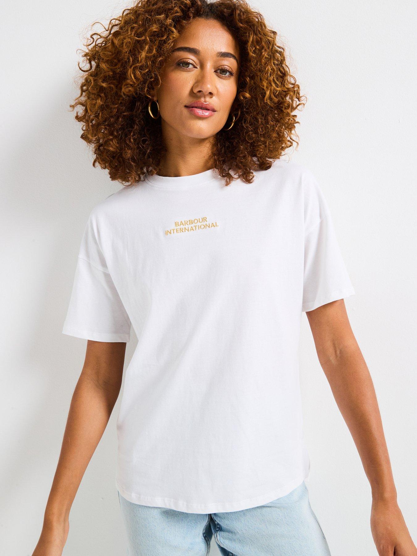 Image of Barbour International Harlow T-Shirt - White, WHITE, Size 12, Women