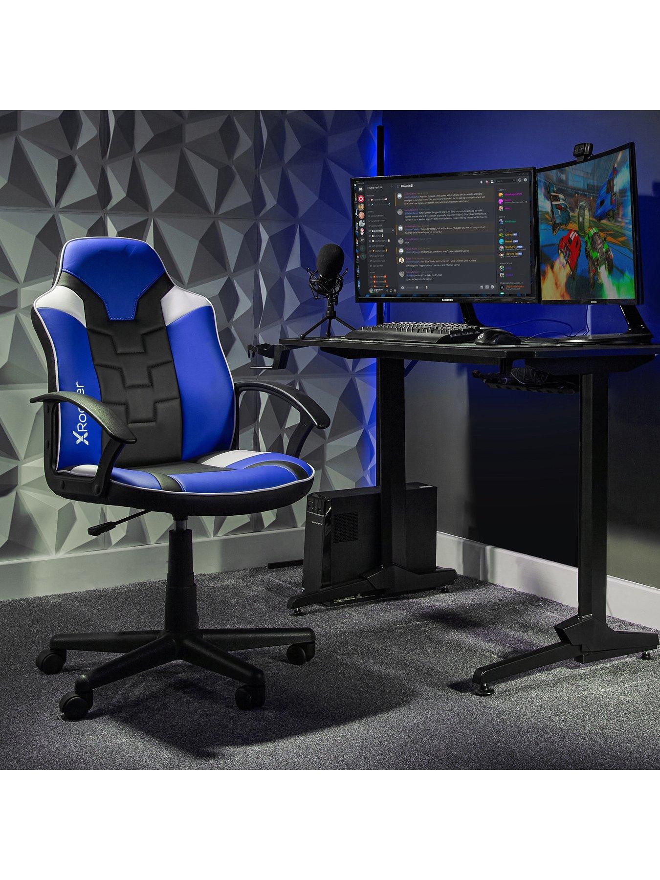 X Rocker Saturn Blue and Panther RGB Gaming Desk Bundle | Very