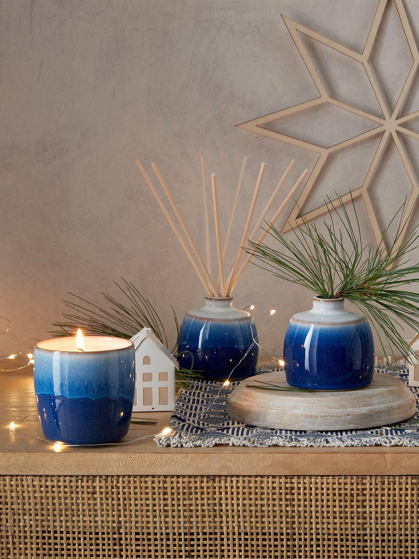 Product photograph of Denby Blue Haze Ceramic Candle from very.co.uk