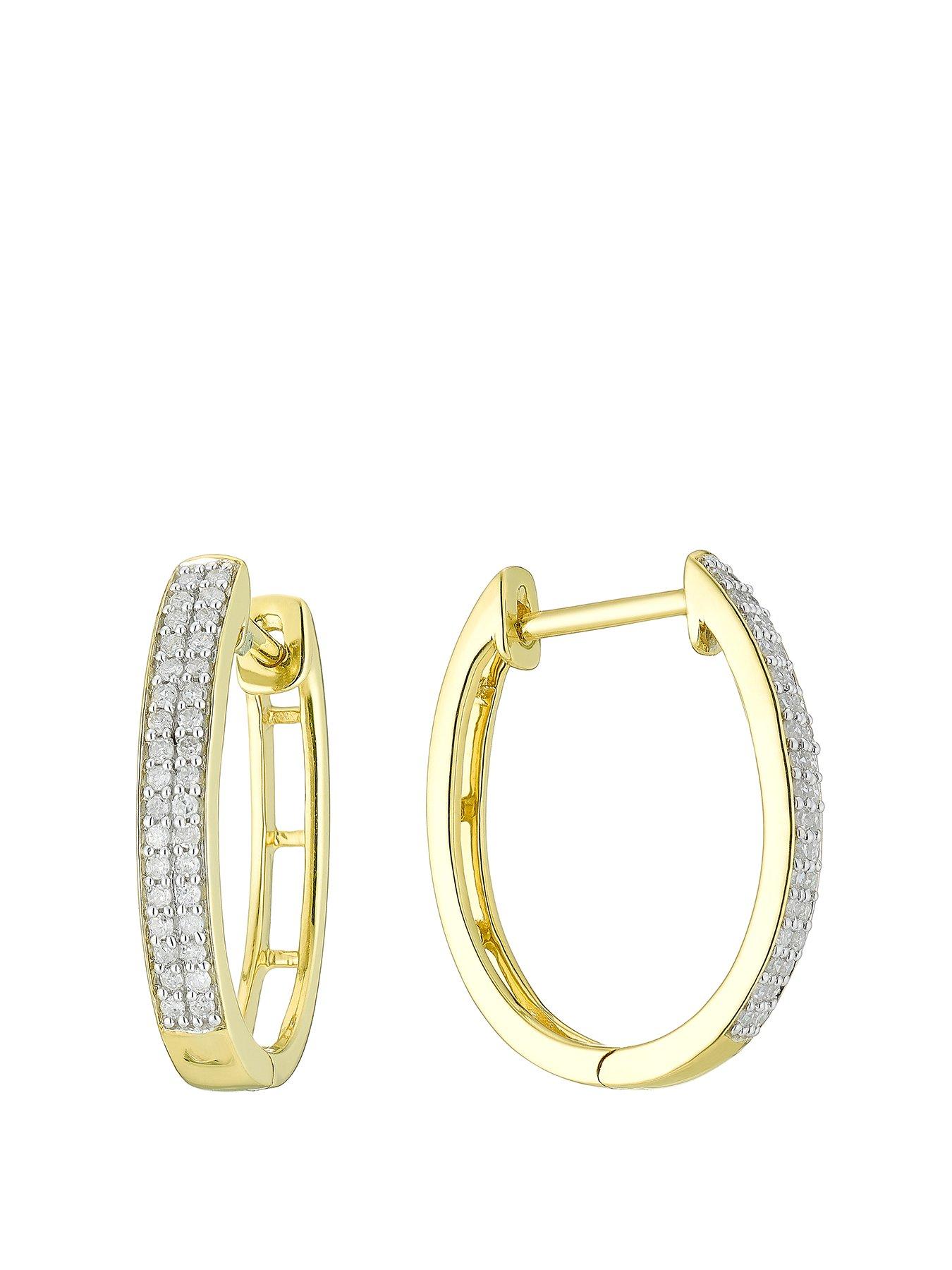 Product photograph of H Samuel 9ct Yellow Gold 0 20ct Diamond Hoop Earrings from very.co.uk