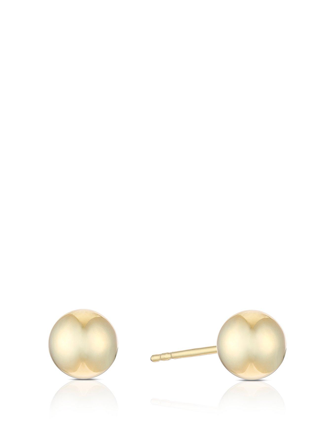 Product photograph of Ernest Jones 9ct Yellow Gold 6mm Ball Stud Earrings from very.co.uk