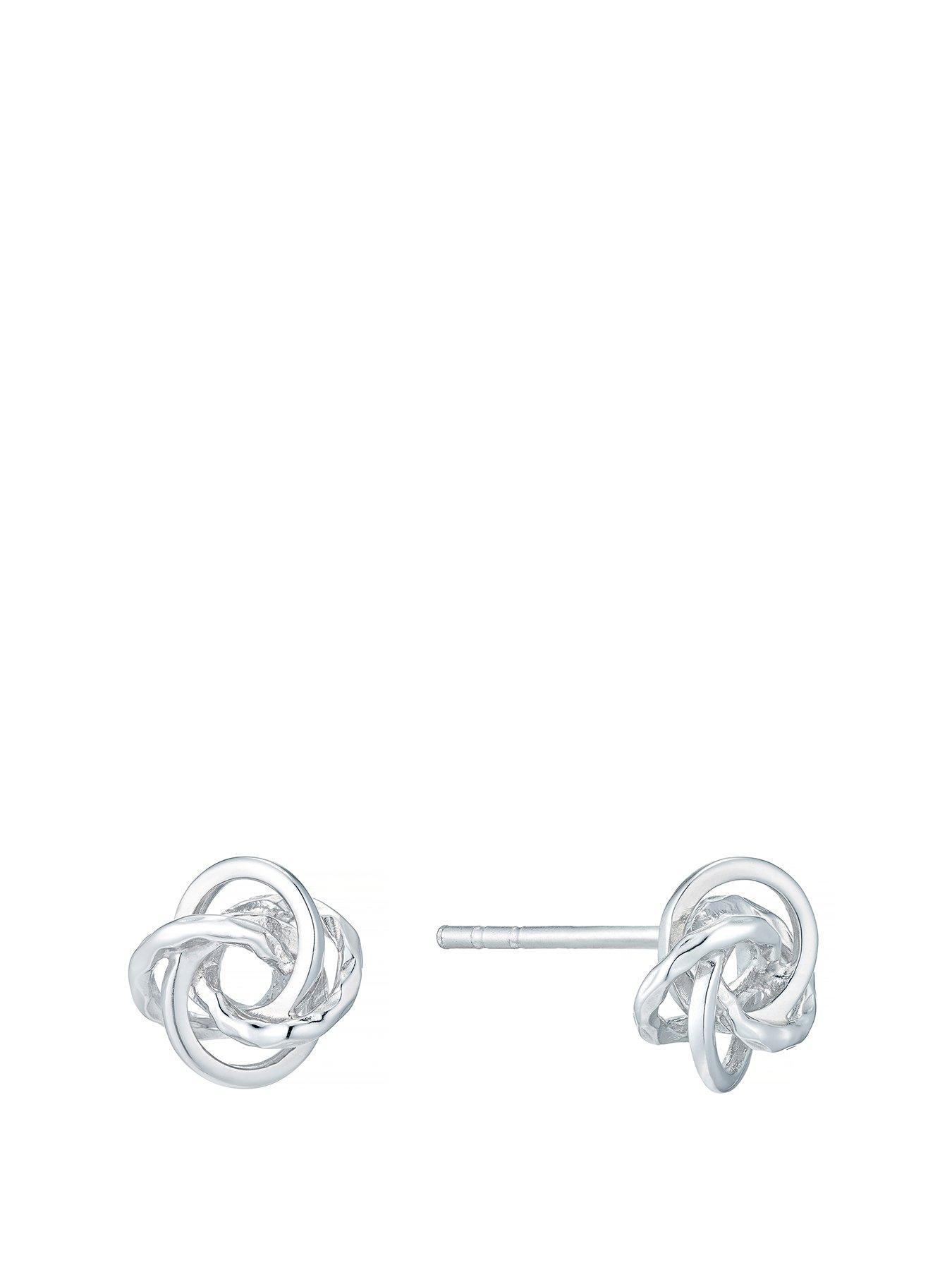 Product photograph of H Samuel Sterling Silver Fancy Knot Stud Earrings from very.co.uk