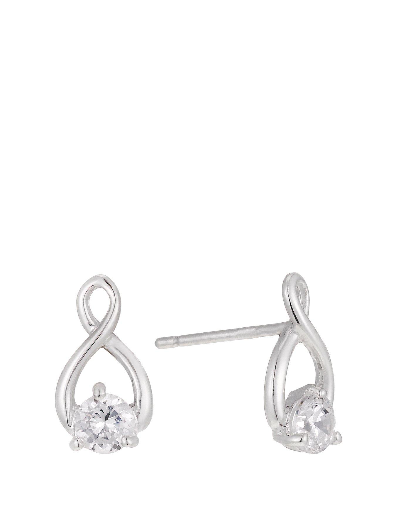 Product photograph of H Samuel Silver Cubic Zirconia Figure Of Eight Stud Earrings from very.co.uk