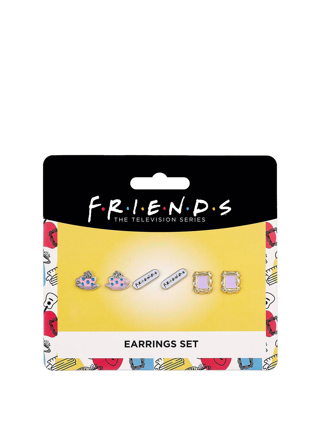 Friends TV Show Set of 3 Earring Studs; Frame, Coffee Cup,  &   Logo