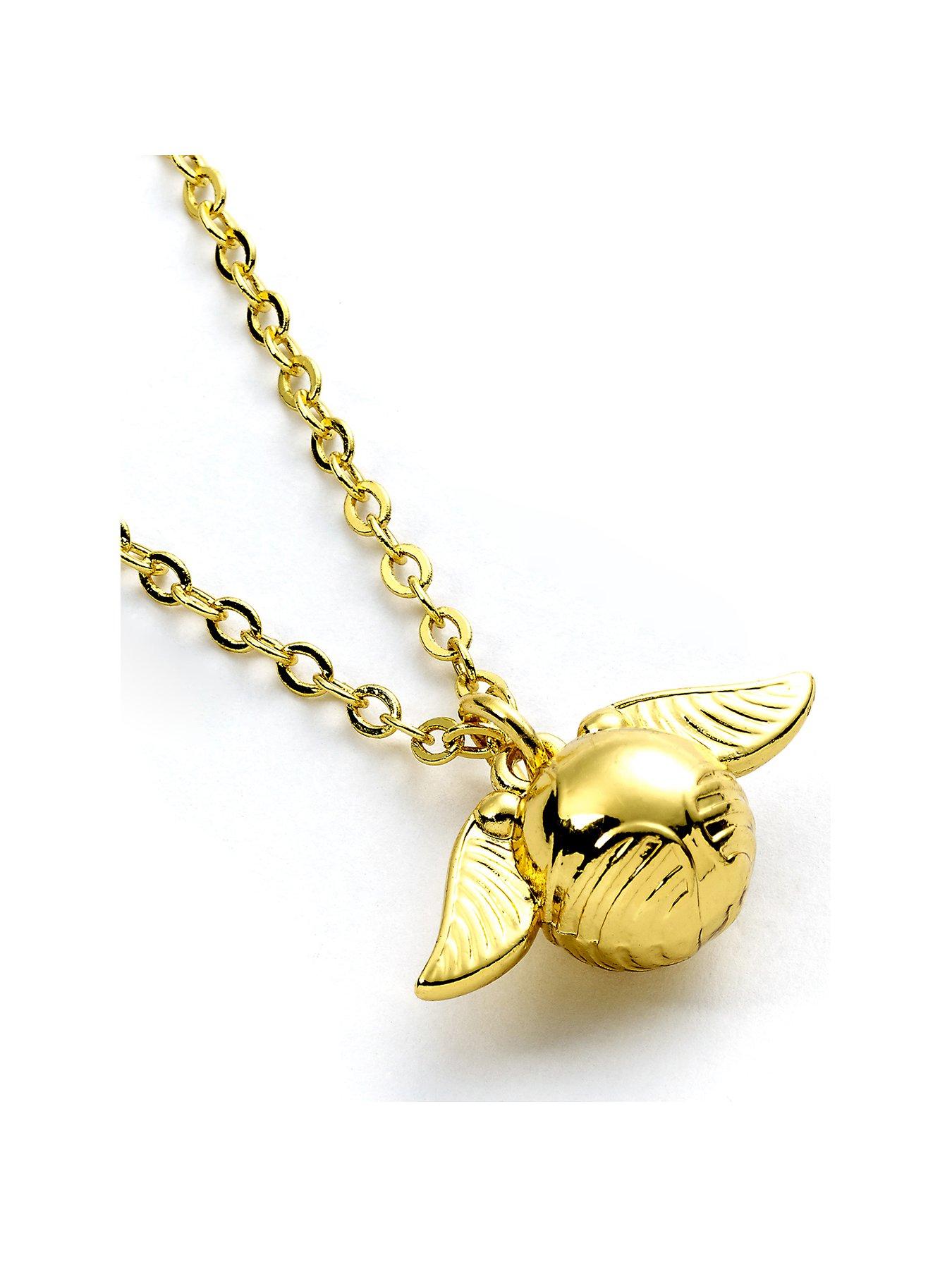 Product photograph of Harry Potter Golden Snitch Gold Tone Necklace from very.co.uk