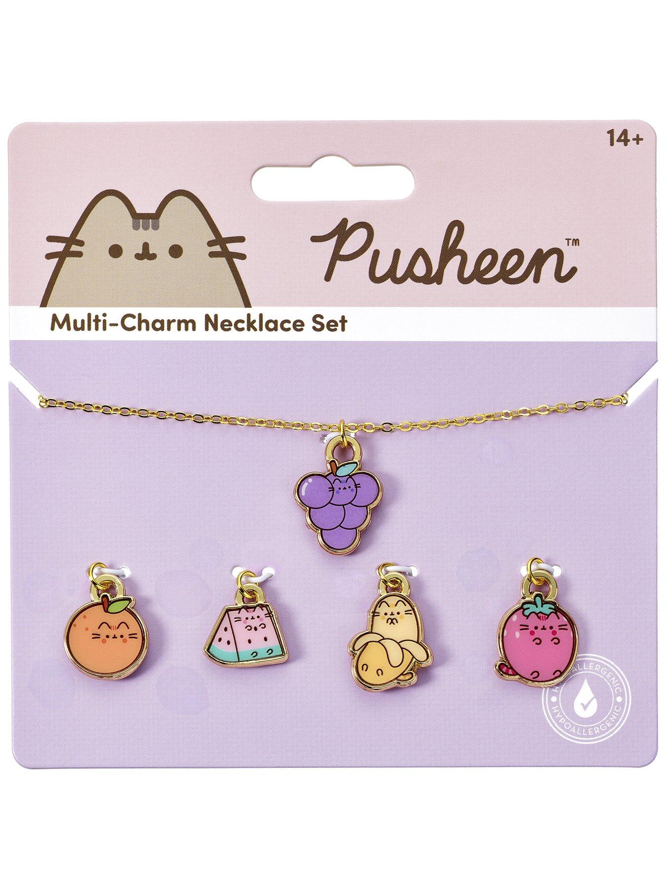 Image 2 of 2 of Pusheen The Cat Multi Charm Fruits Themed Necklace Set