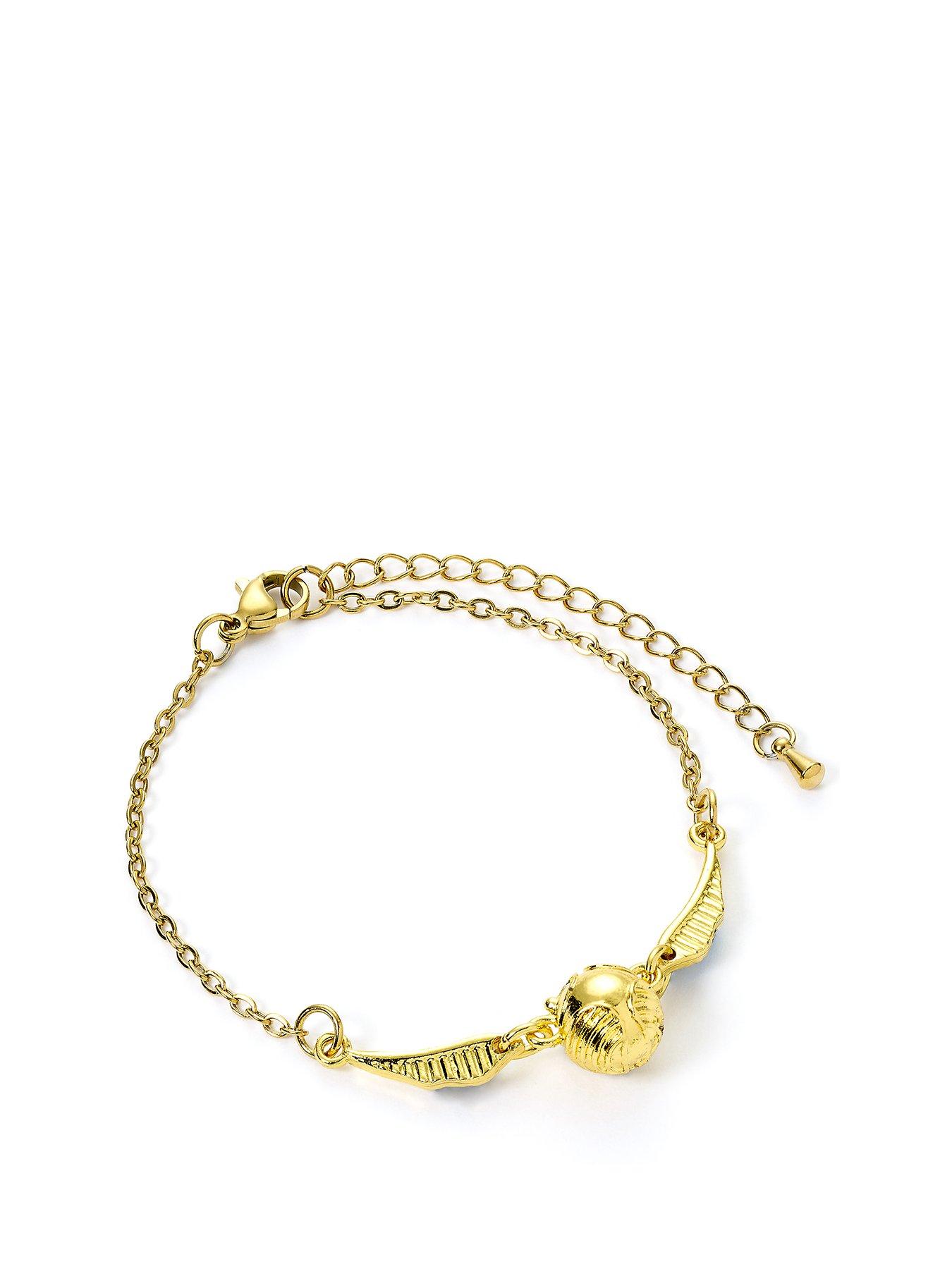 Product photograph of Harry Potter 3d Golden Snitch Gold Tone Bracelet from very.co.uk