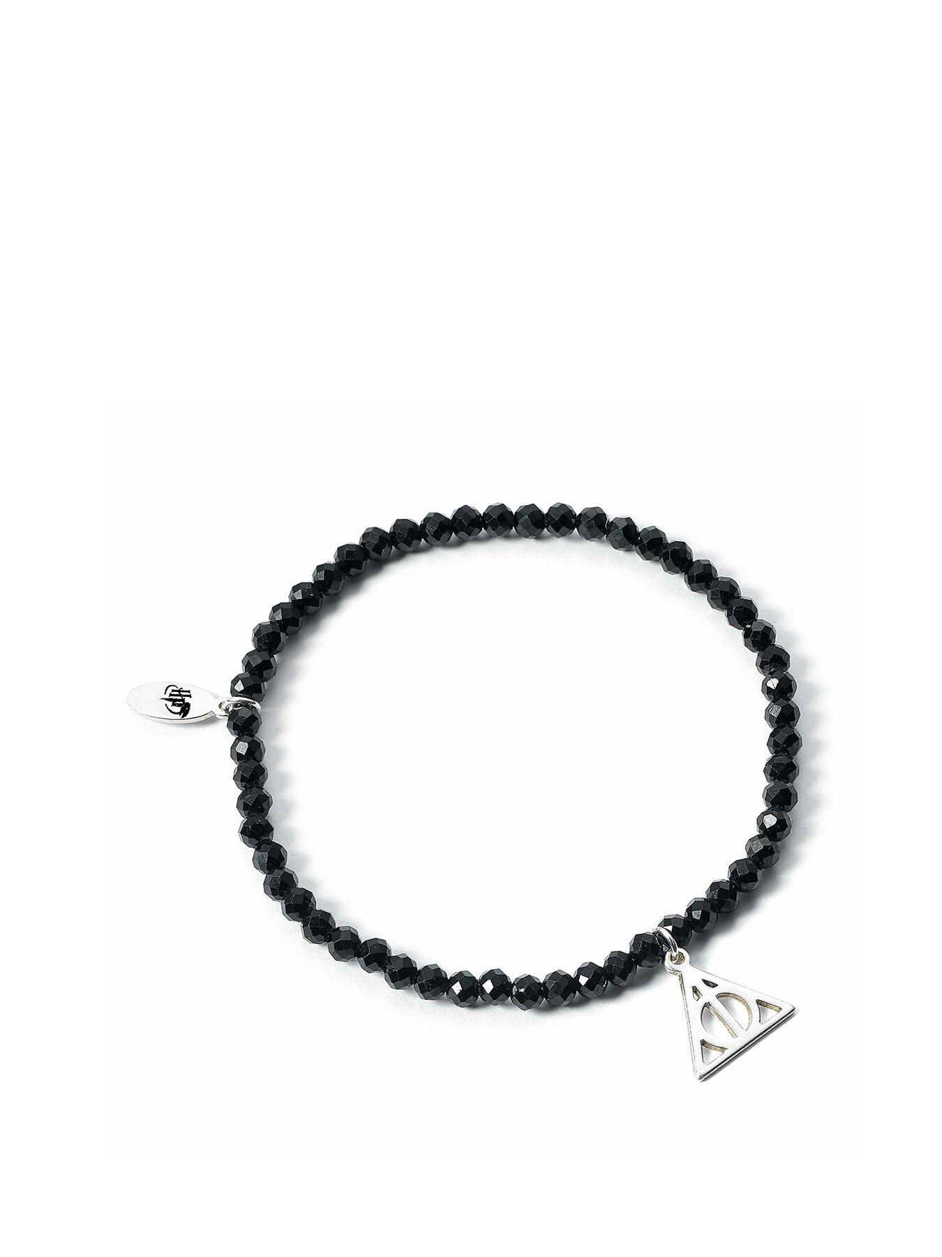 Product photograph of Harry Potter Semi Precious Stone Bracelet With Sterling Silver Deathly Hallows Charm from very.co.uk