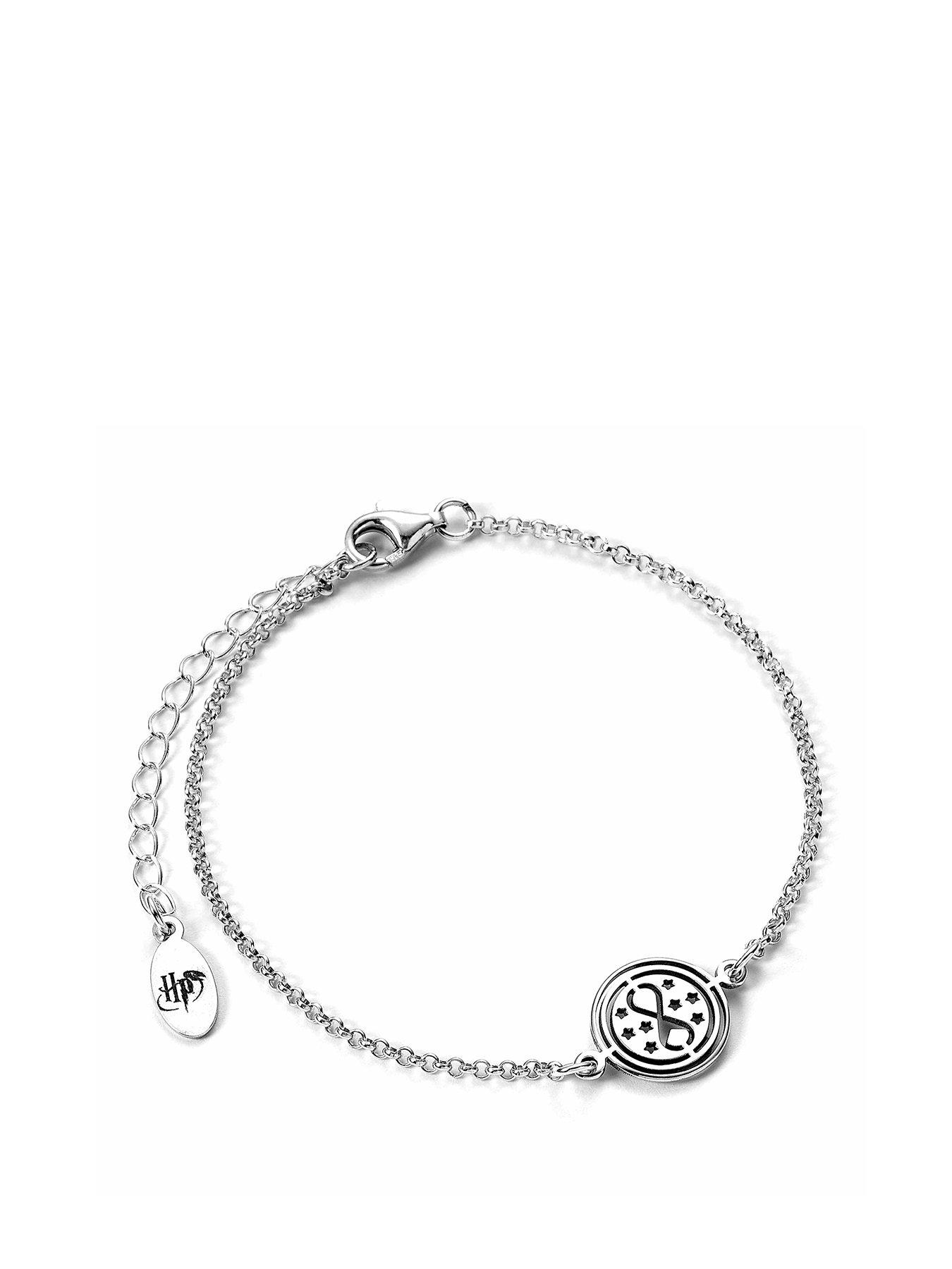 Product photograph of Harry Potter Sterling Silver Time Turner Charm Bracelet from very.co.uk