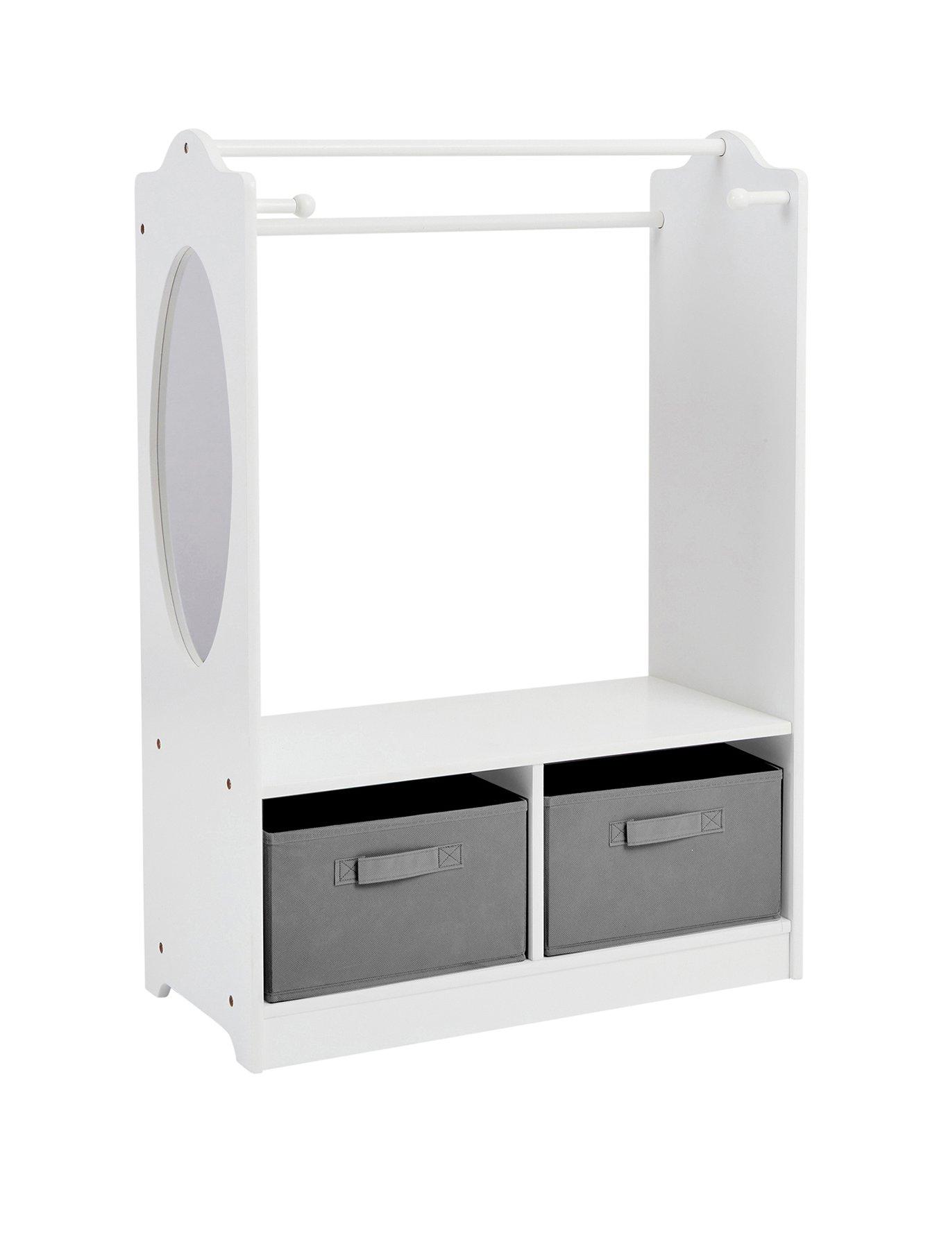 Image 2 of 7 of Liberty House White Wooden Dress Up unit with Grey Storage bins