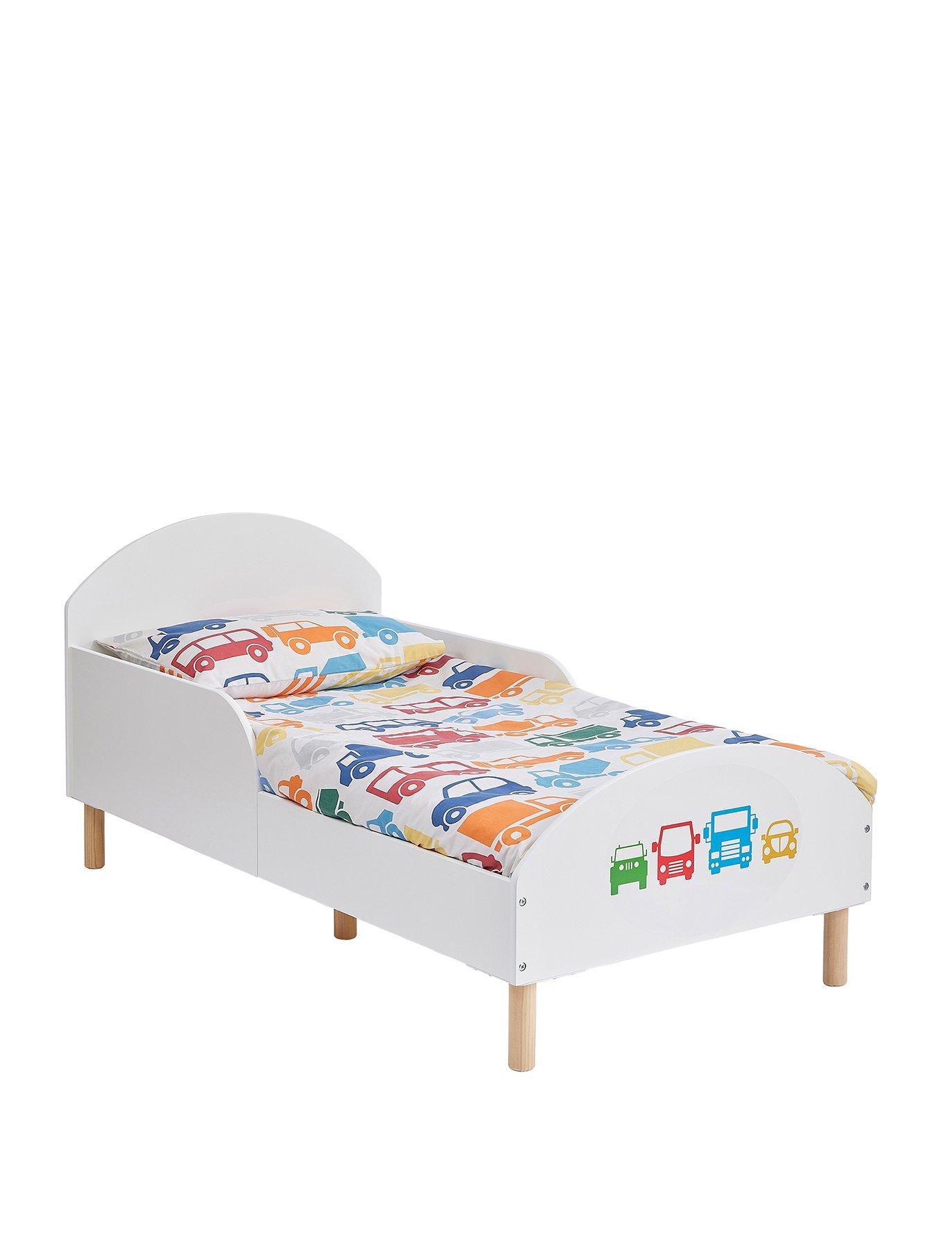 Image 3 of 7 of Liberty House White Toddler Bed with Car Decal