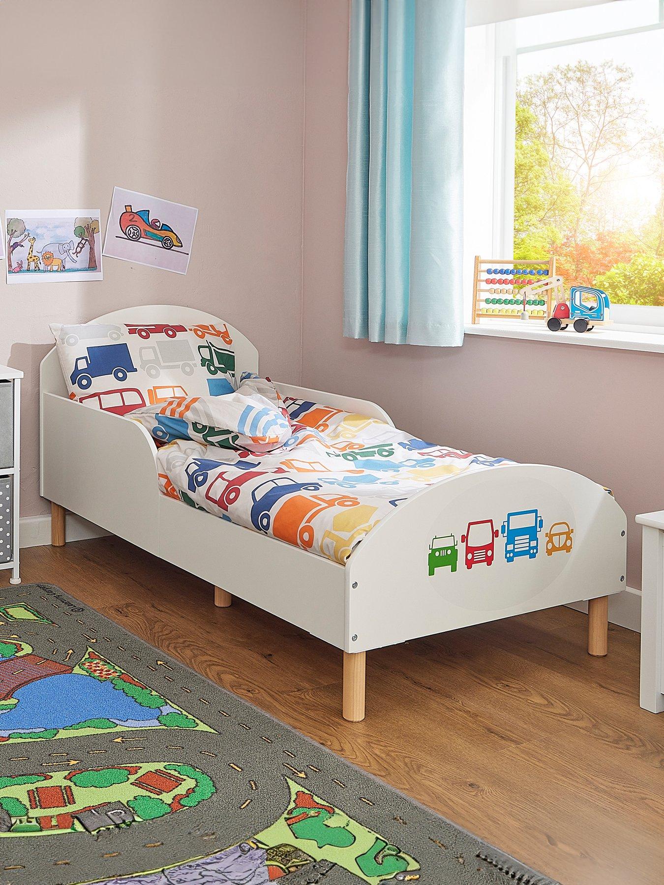 Image 4 of 7 of Liberty House White Toddler Bed with Car Decal