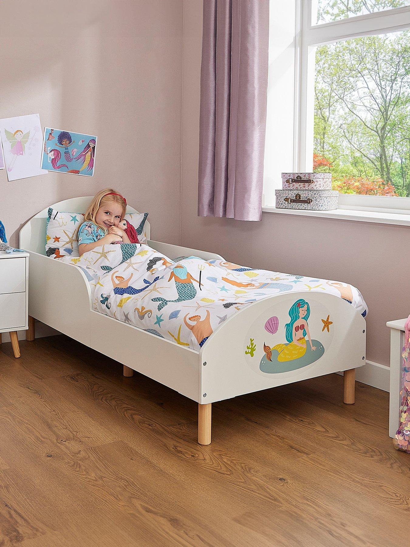 undefined White Toddler Bed with Mermaid Decal