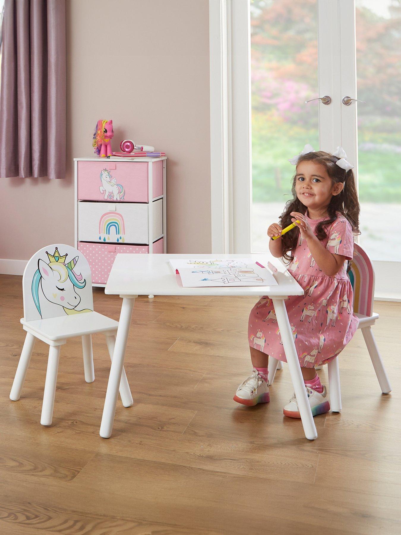 Product photograph of Liberty House Kids Unicorn Table And Two Chairs Set from very.co.uk