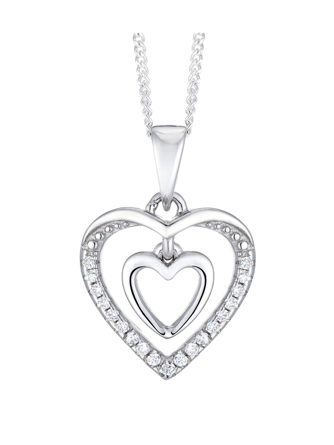 undefined Silver Cubic Zirconia Double Heart Pendant