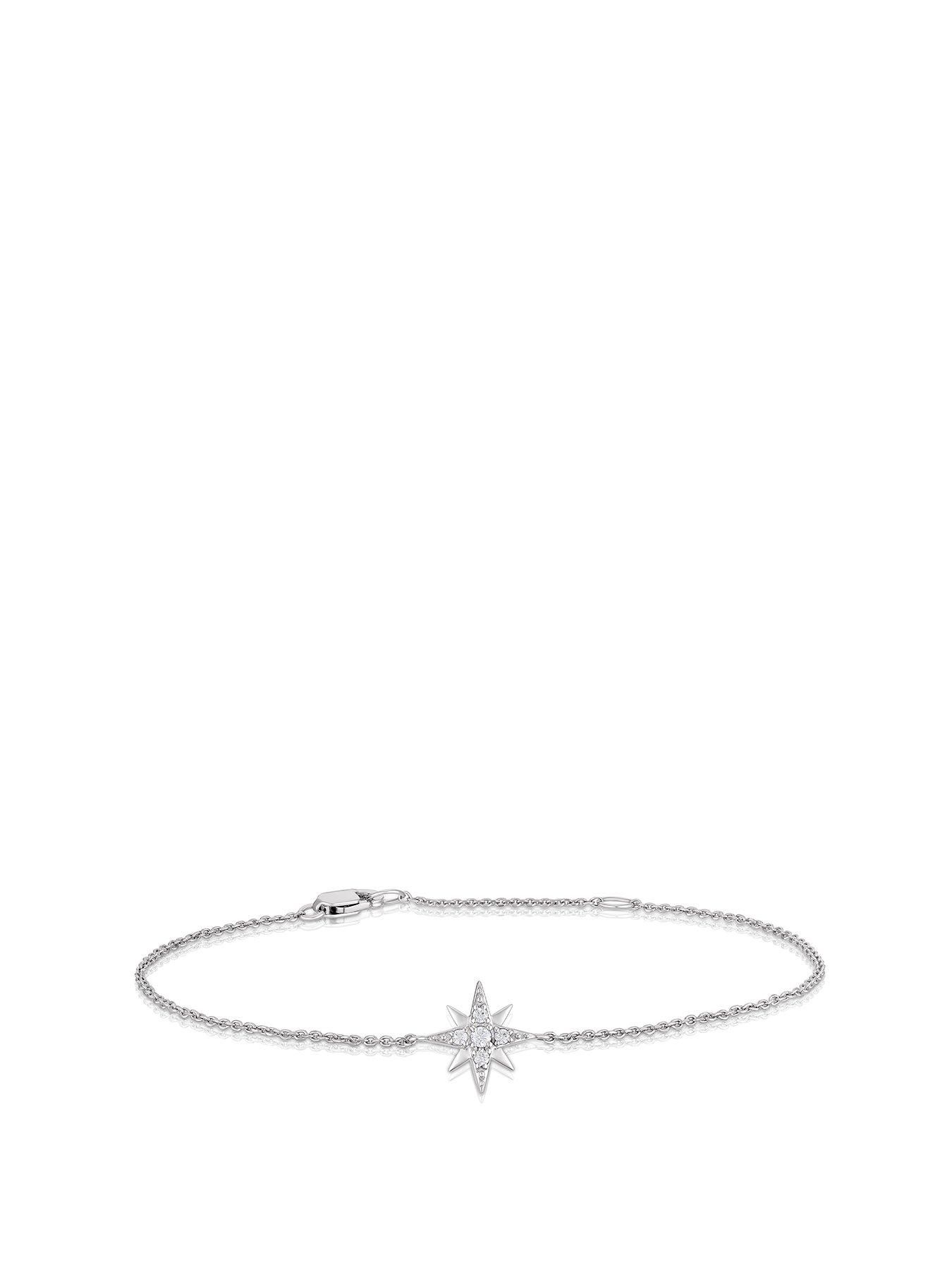 undefined Sterling Silver 7.5 Inch Cubic Zirconia Northern Star Bracelet