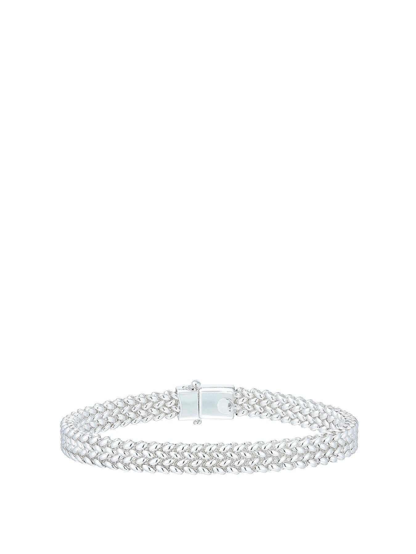 Product photograph of Ernest Jones Sterling Silver 7 5 Woven Bracelet from very.co.uk