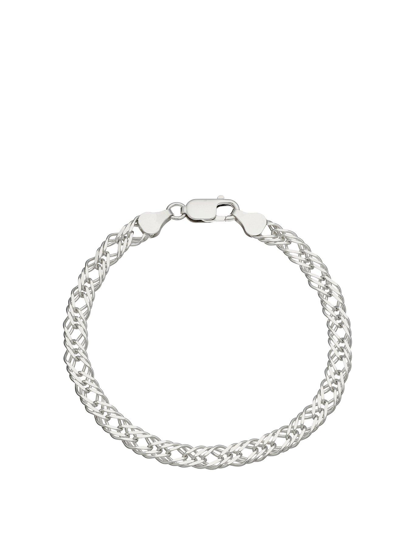 Product photograph of H Samuel Sterling Silver 7 5 Inch Double Curb Bracelet from very.co.uk