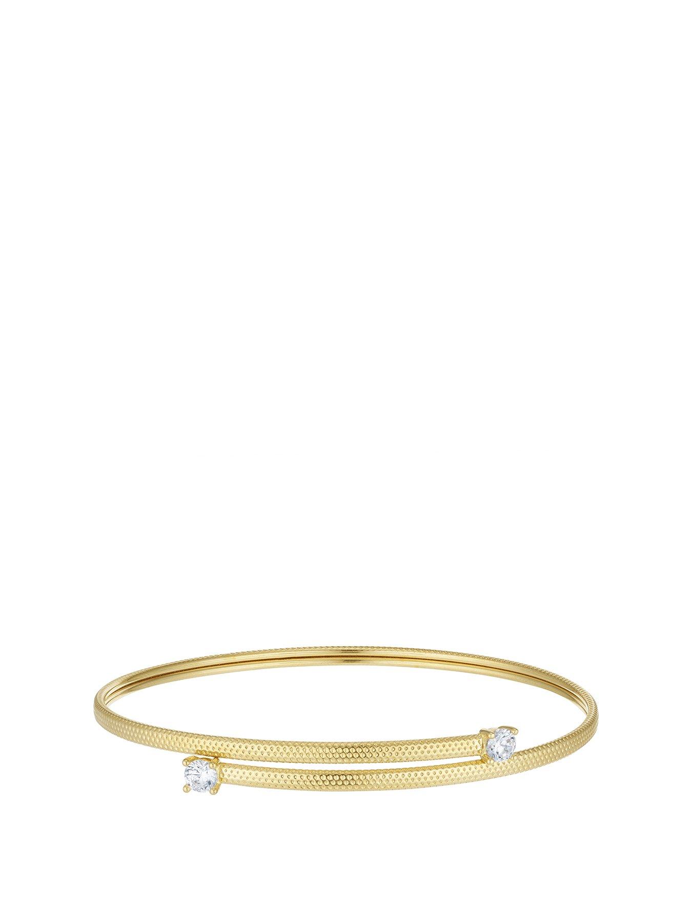 Product photograph of H Samuel 9ct Yellow Gold Cubic Zirconia Flexi Bangle from very.co.uk