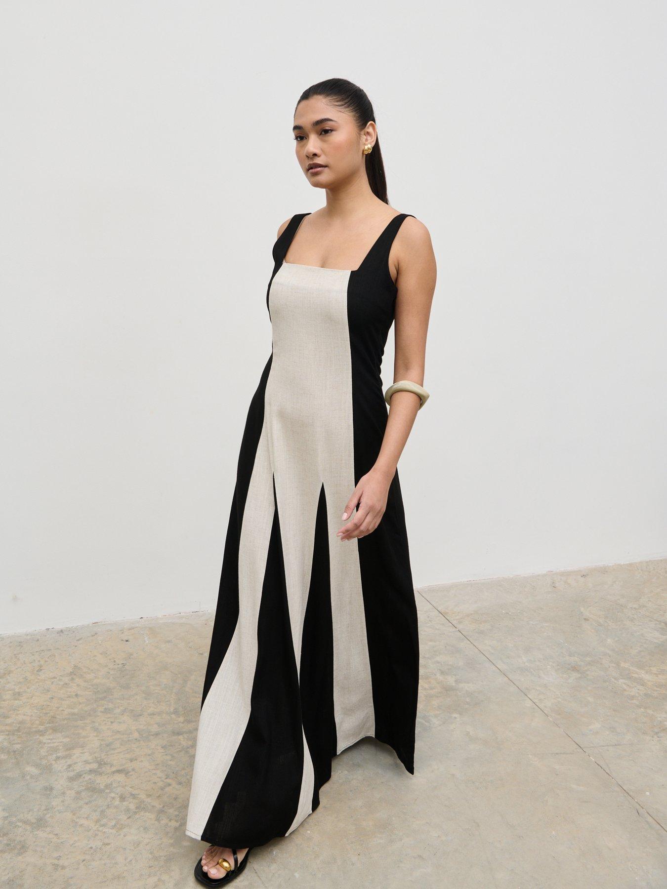 Pretty Lavish: Ella Square Neck Contrast Maxi Dress - Multi