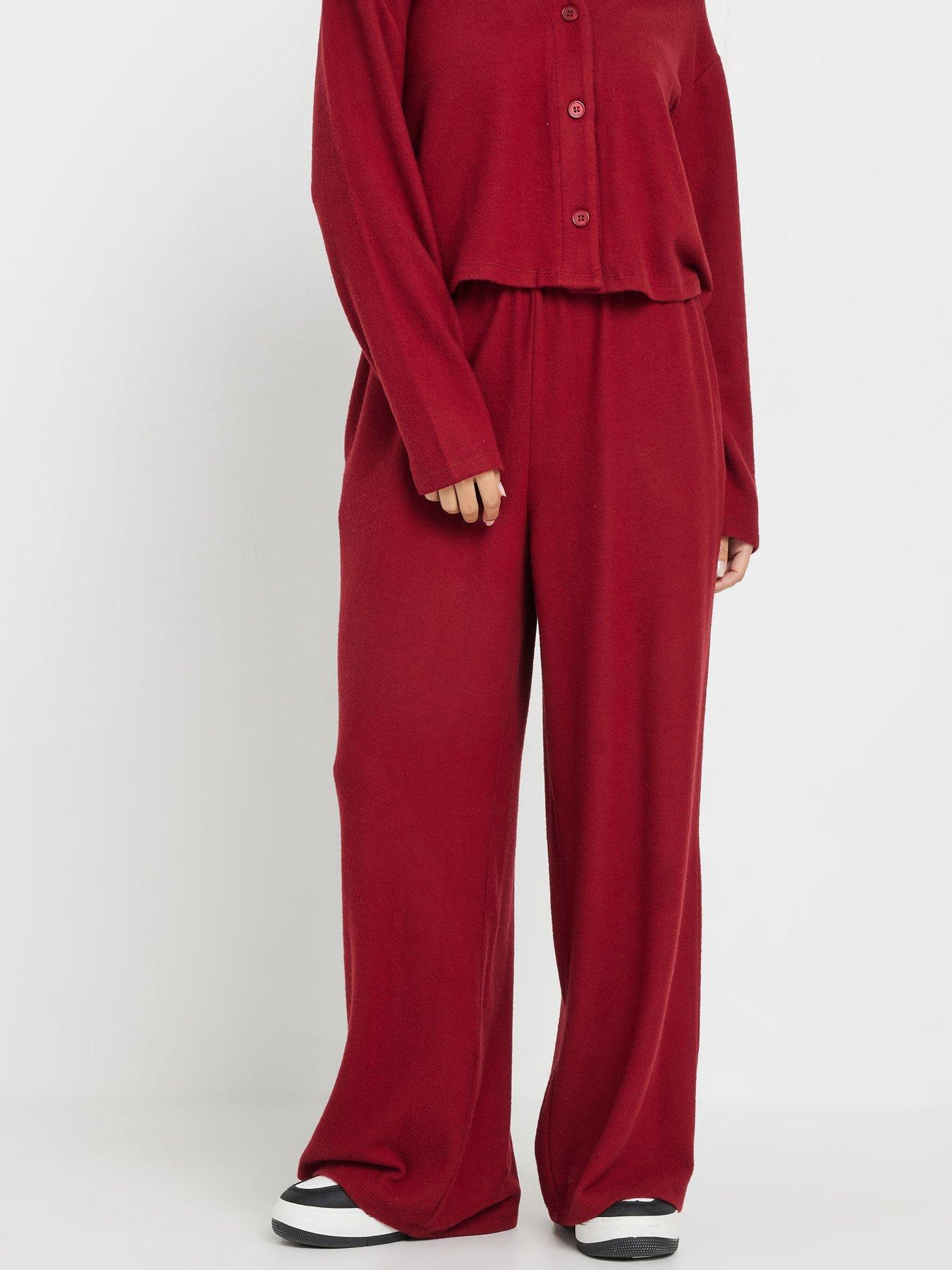 undefined Petite Wide Leg Trouser - Red