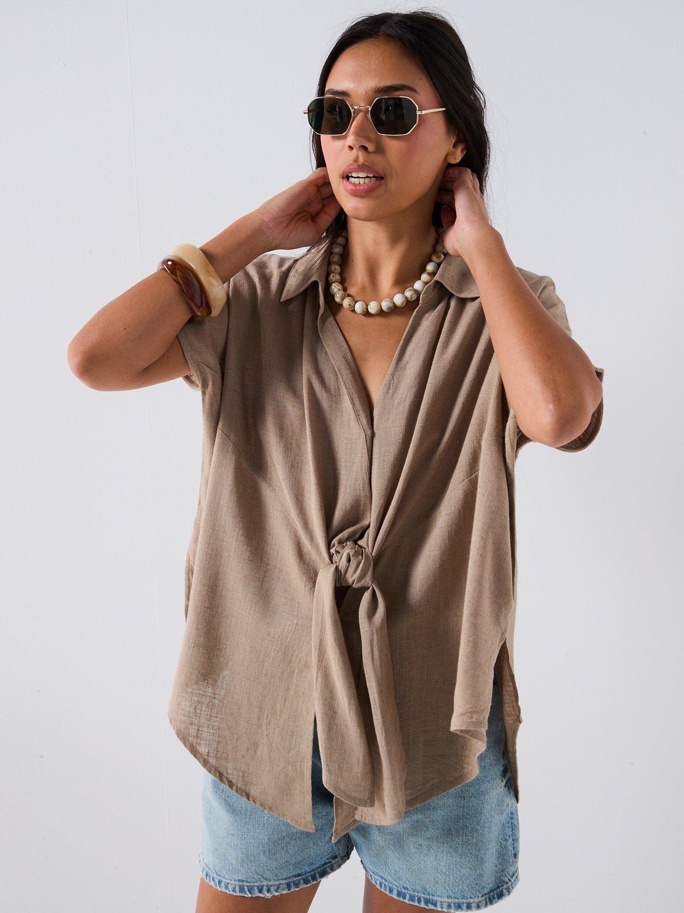 undefined Tie Front Blouse