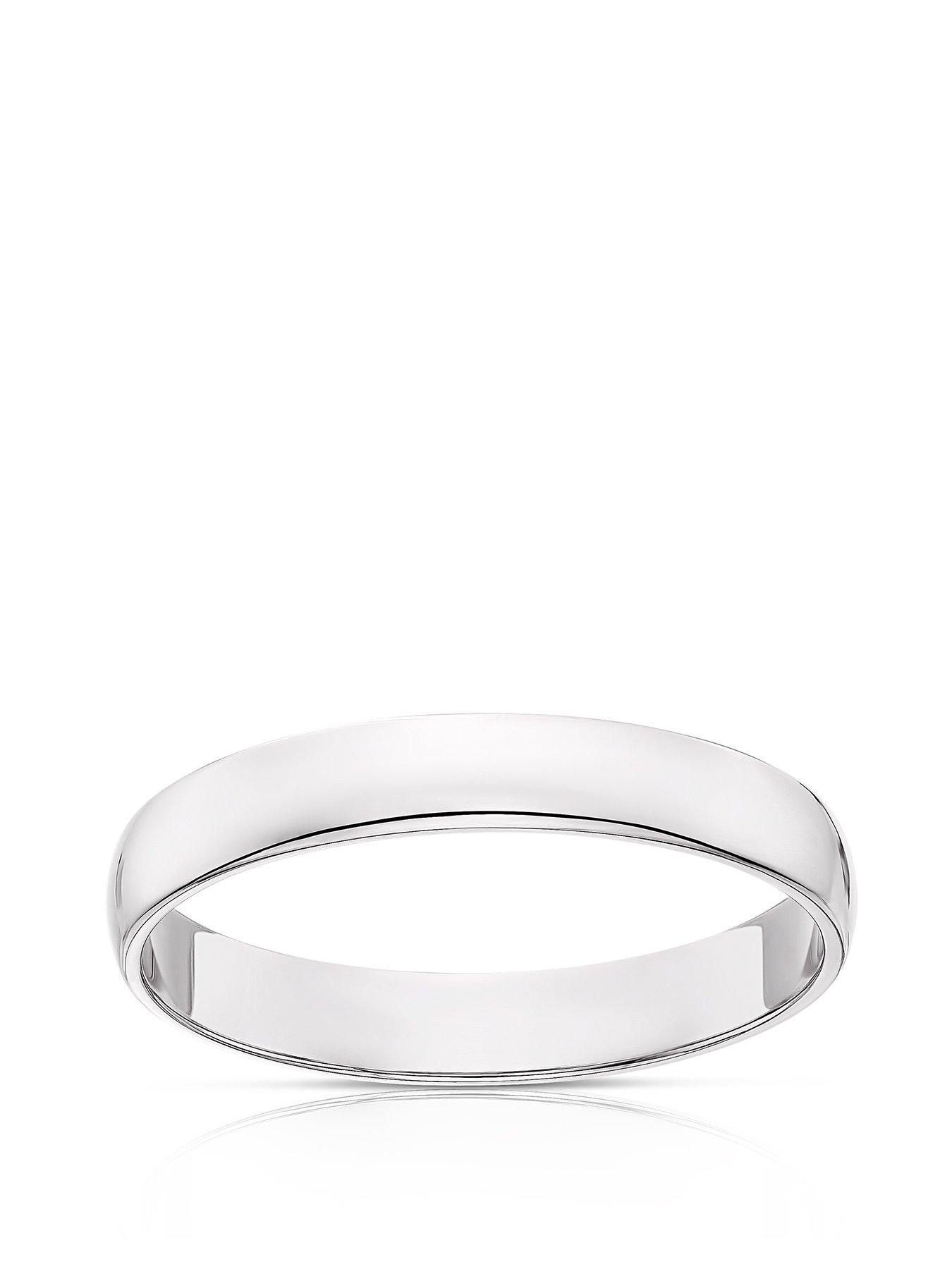 Product photograph of H Samuel Platinum 3mm Heavy D Shape Wedding Ring from very.co.uk