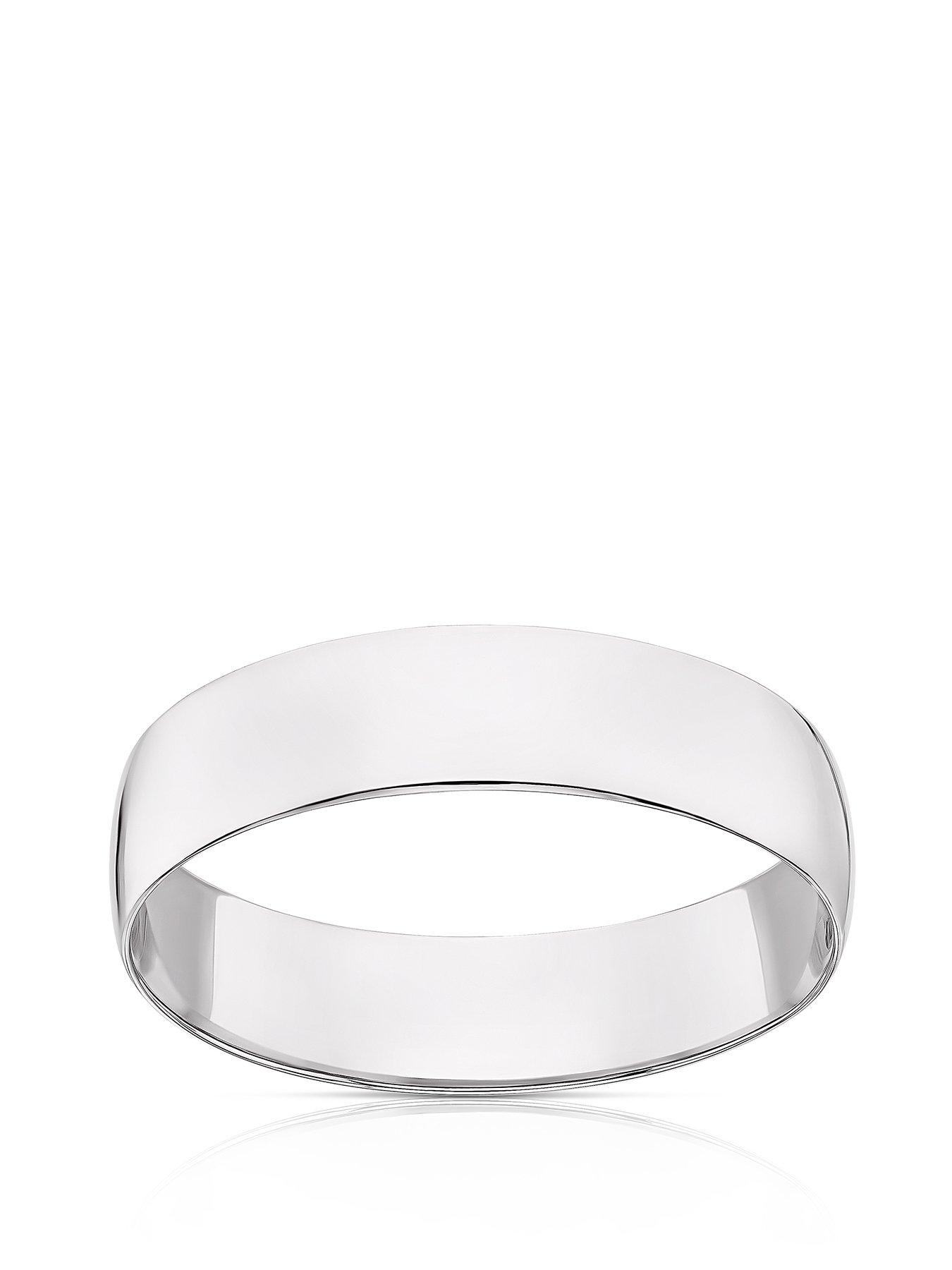 H. Samuel Platinum 5mm Heavy D Shape Wedding Ring