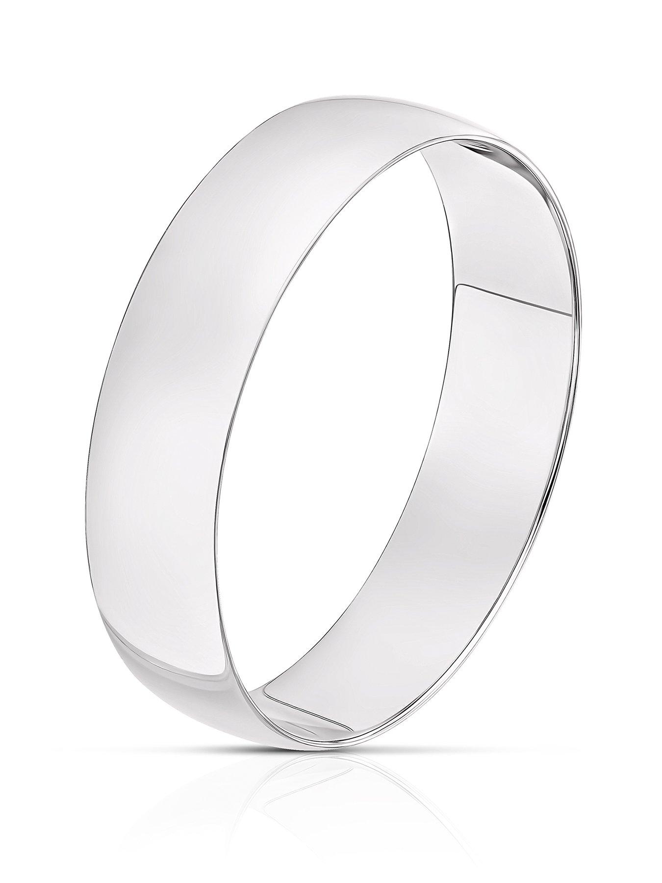 H. Samuel Platinum 5mm Heavy D Shape Wedding Ring