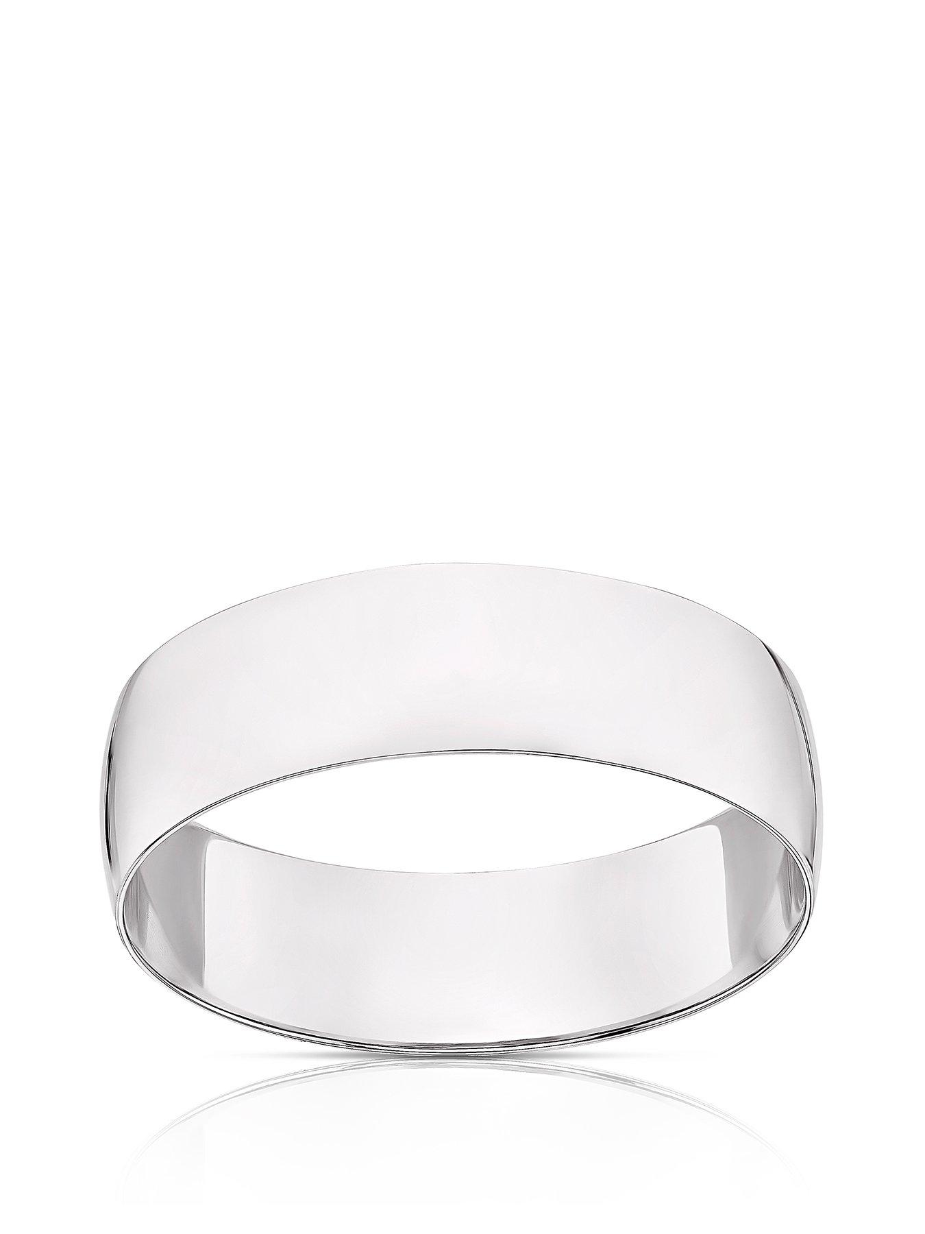 H. Samuel Platinum 6mm Heavy D Shape Wedding Ring