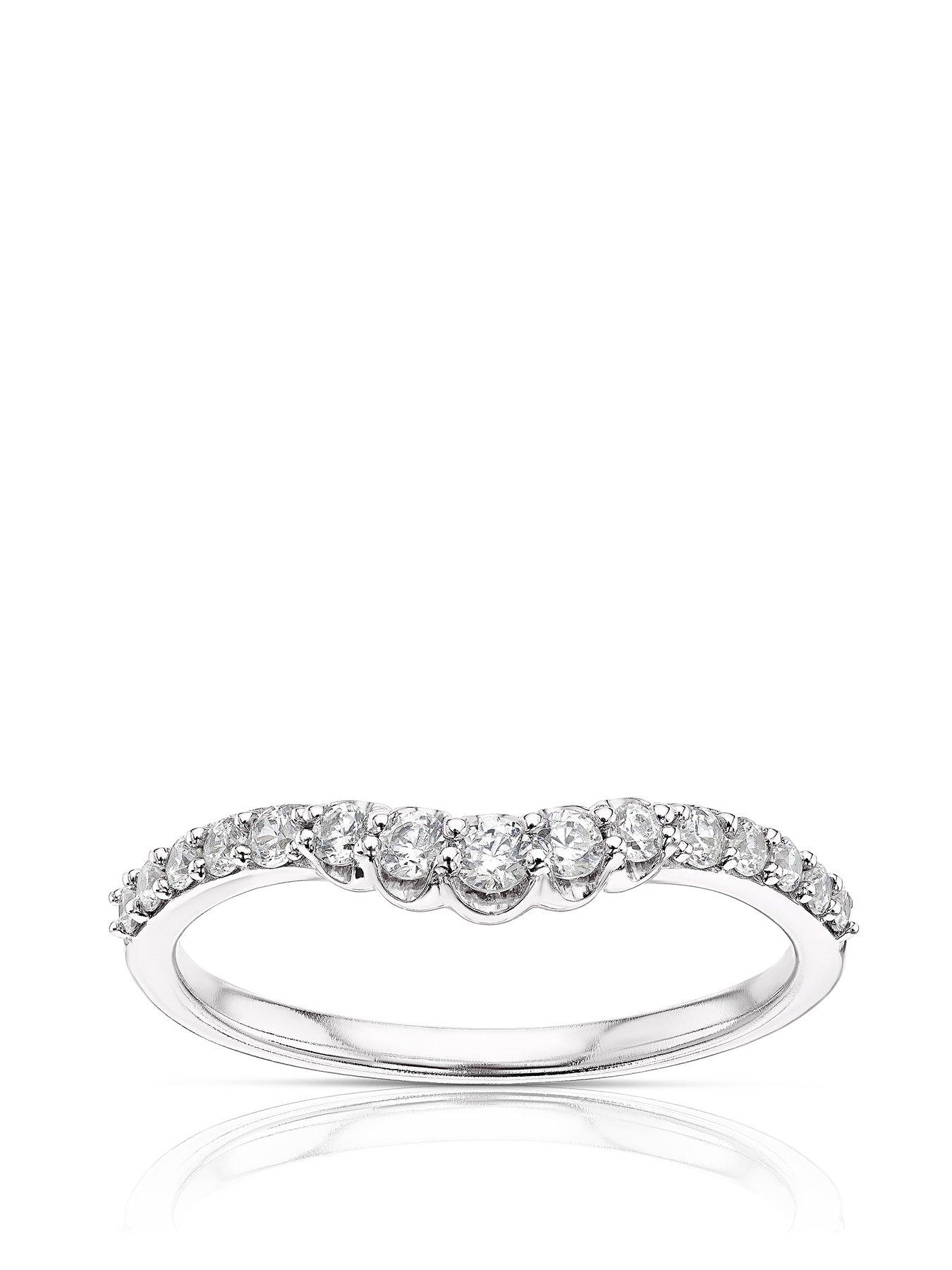 H. Samuel 9ct White Gold 0.23ct Diamond Round Wishbone Ring