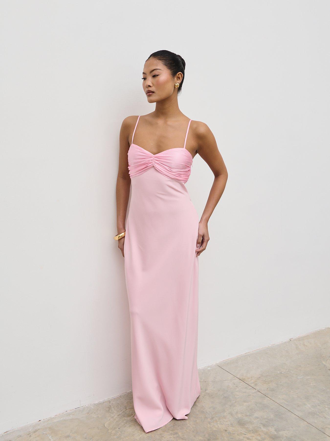 undefined Joely Contrast Maxi Dress - Peony - Pink