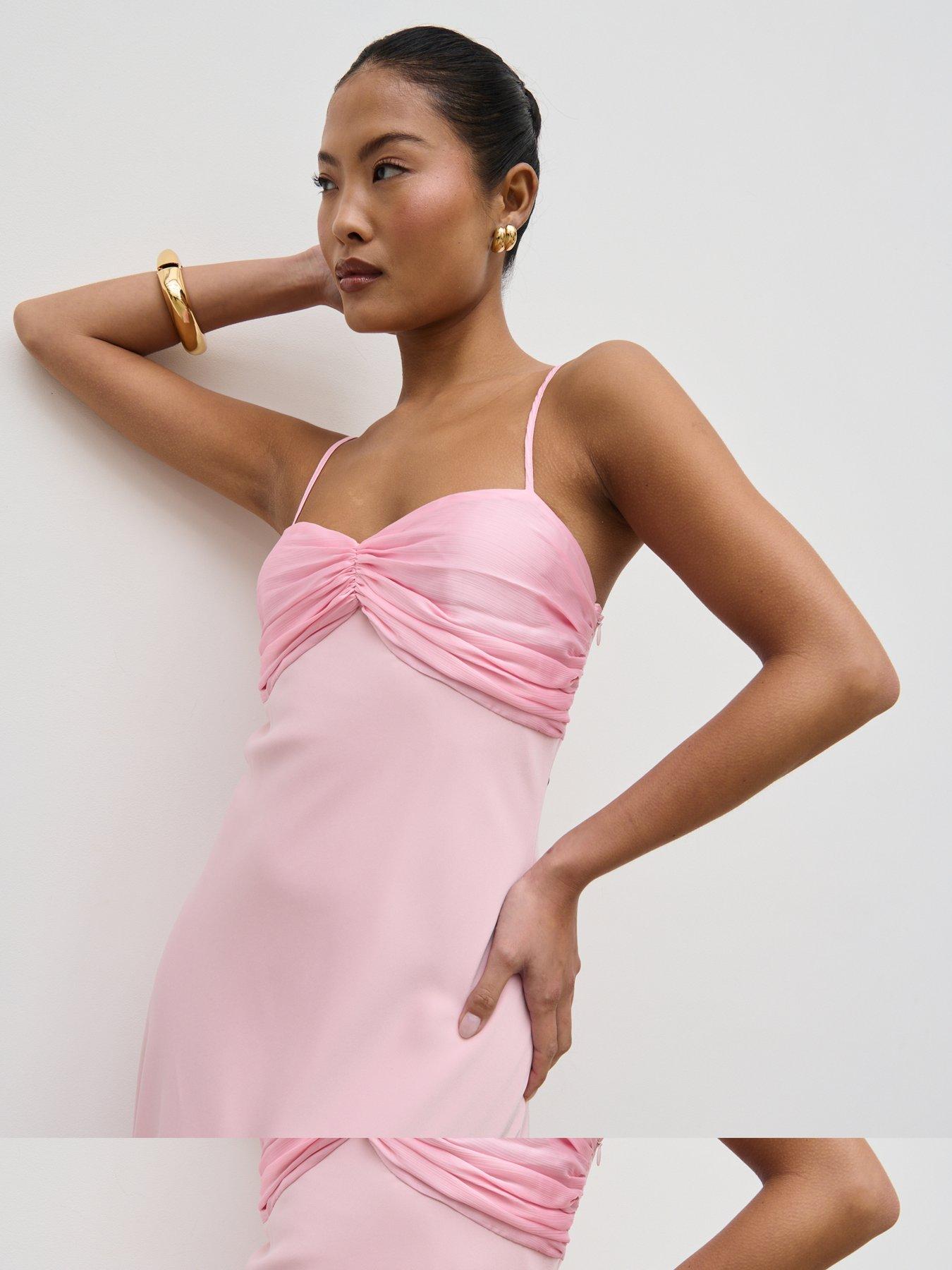 maxi pink peony dress women Peony Dreams Maxi Dress with Neck Scarf S / Pink