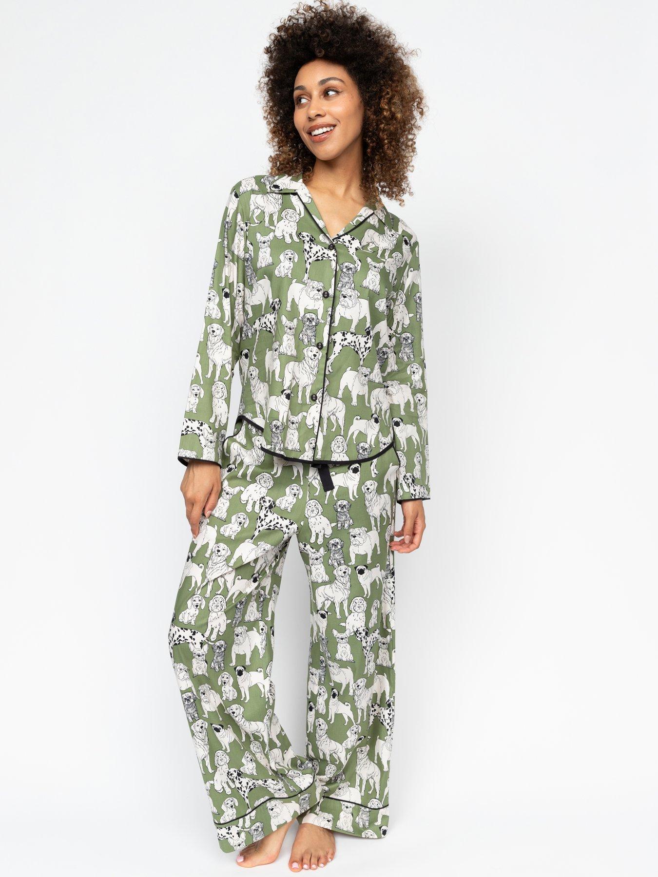 Cyberjammies Nancy Sage Green Dog Print L/slv Pyjama Set