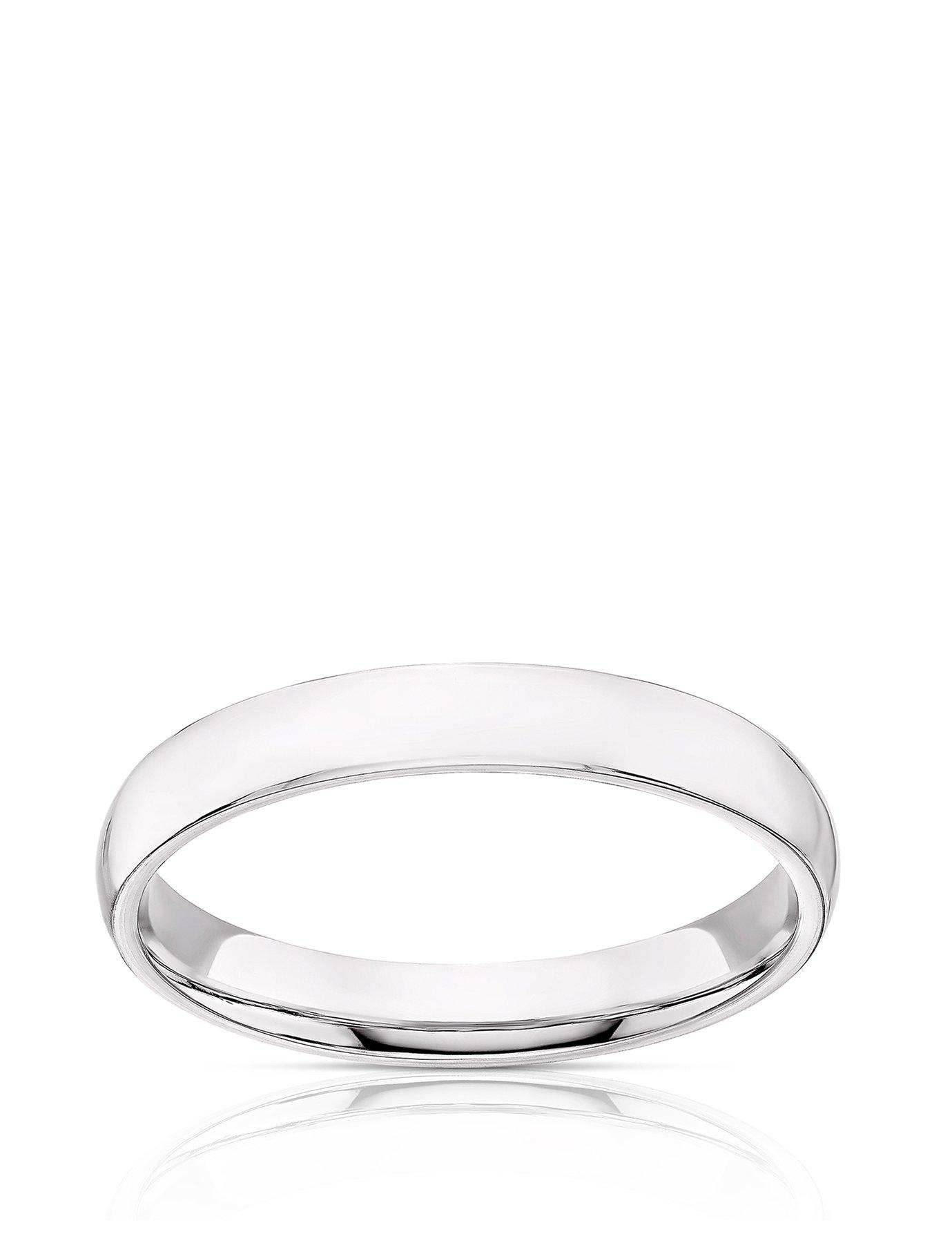 Product photograph of H Samuel 9ct White Gold 3mm Extra Heavy Court Wedding Ring from very.co.uk