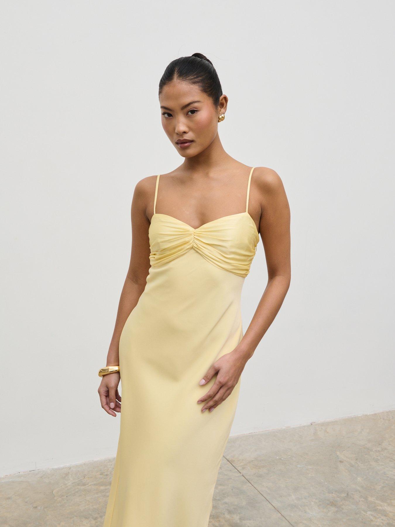 undefined Joely Contrast Midaxi Dress - Lemon