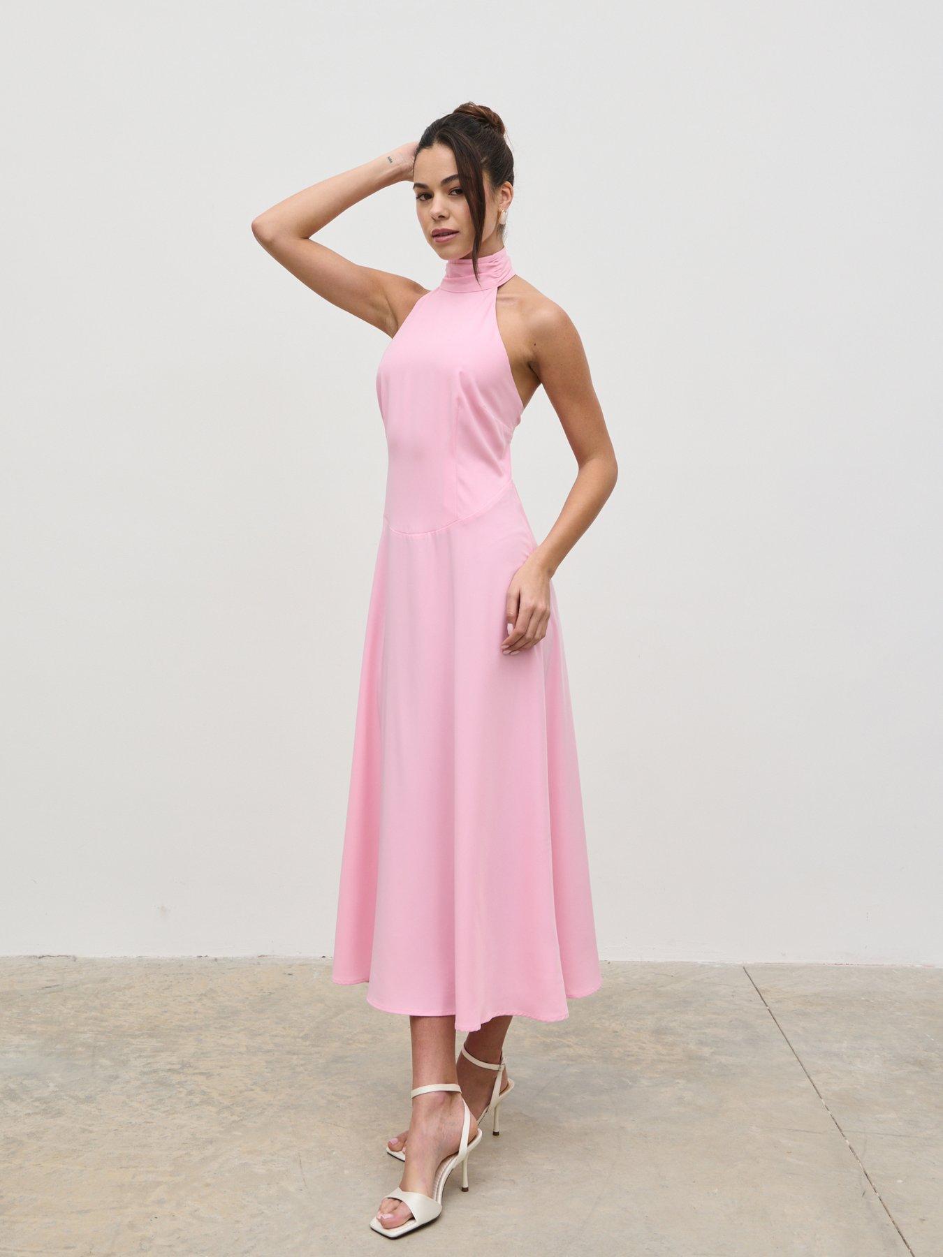 undefined Haisley Dropped Waist Midaxi Dress - Peony Pink