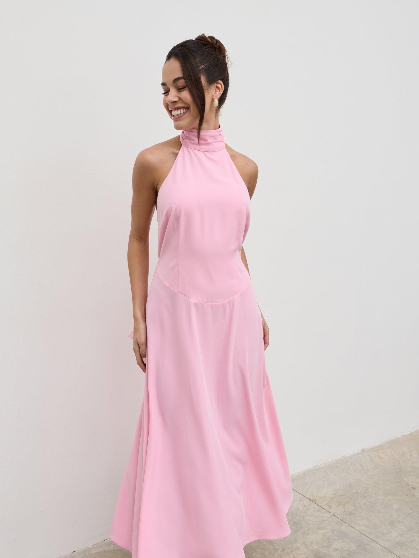 dropped waist midaxi dress White Halterneck Drop Waist Midaxi Dress | Dresses main image 0