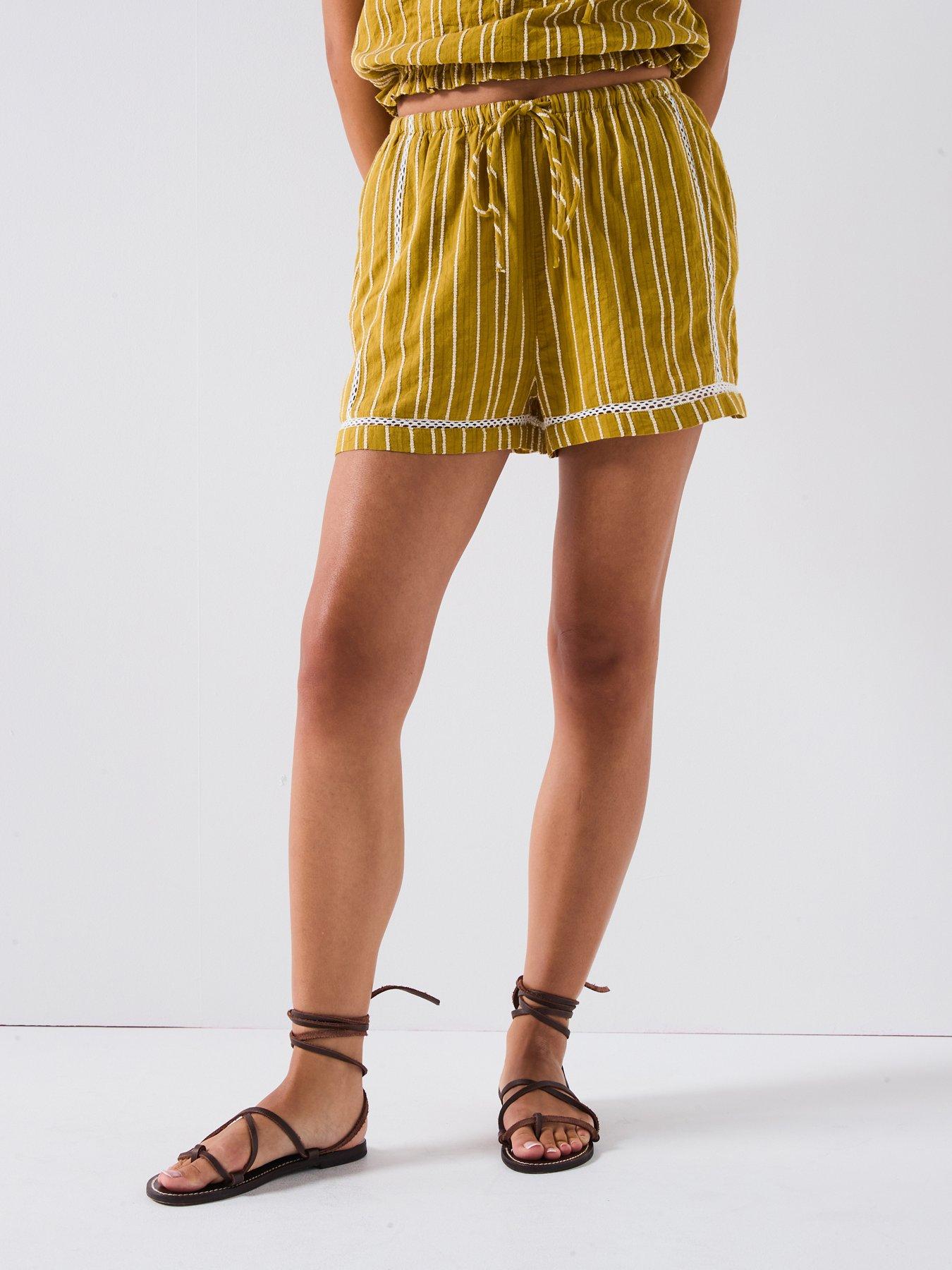 undefined Stripe Short Co-Ord - Brown