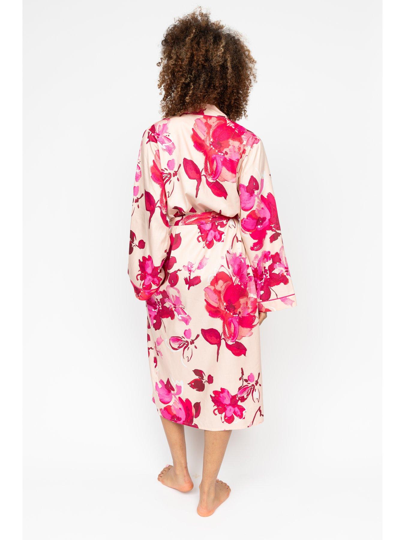 Image 2 of 4 of Cyberjammies Aria Peach Floral Print L/slv Long Dressing Gown