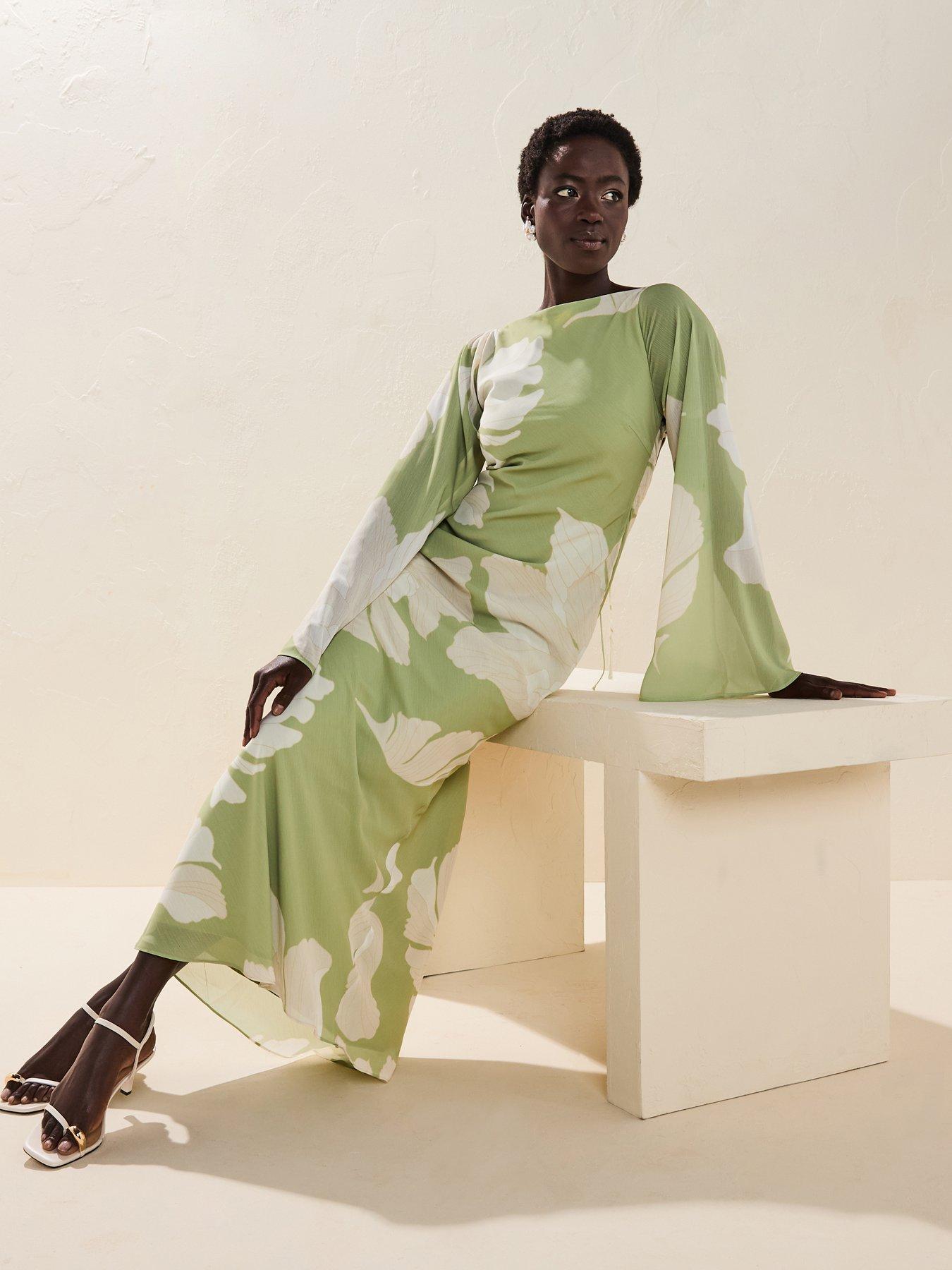 Pretty Lavish Primrose Kimono Sleeve Maxi Dress - Olive Floral | Very