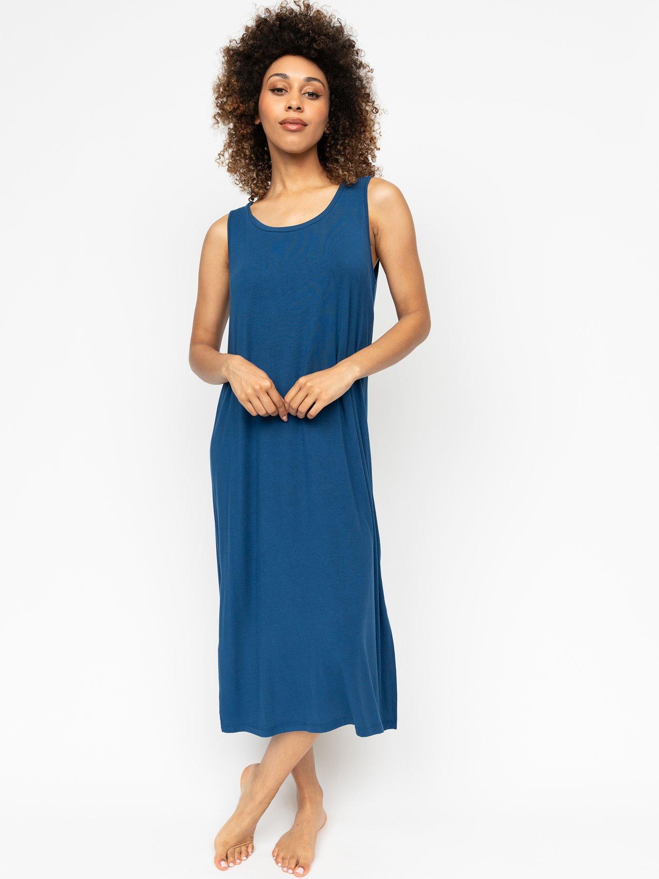 undefined Harriet Teal Blue Jersey Bus Long Nightdress
