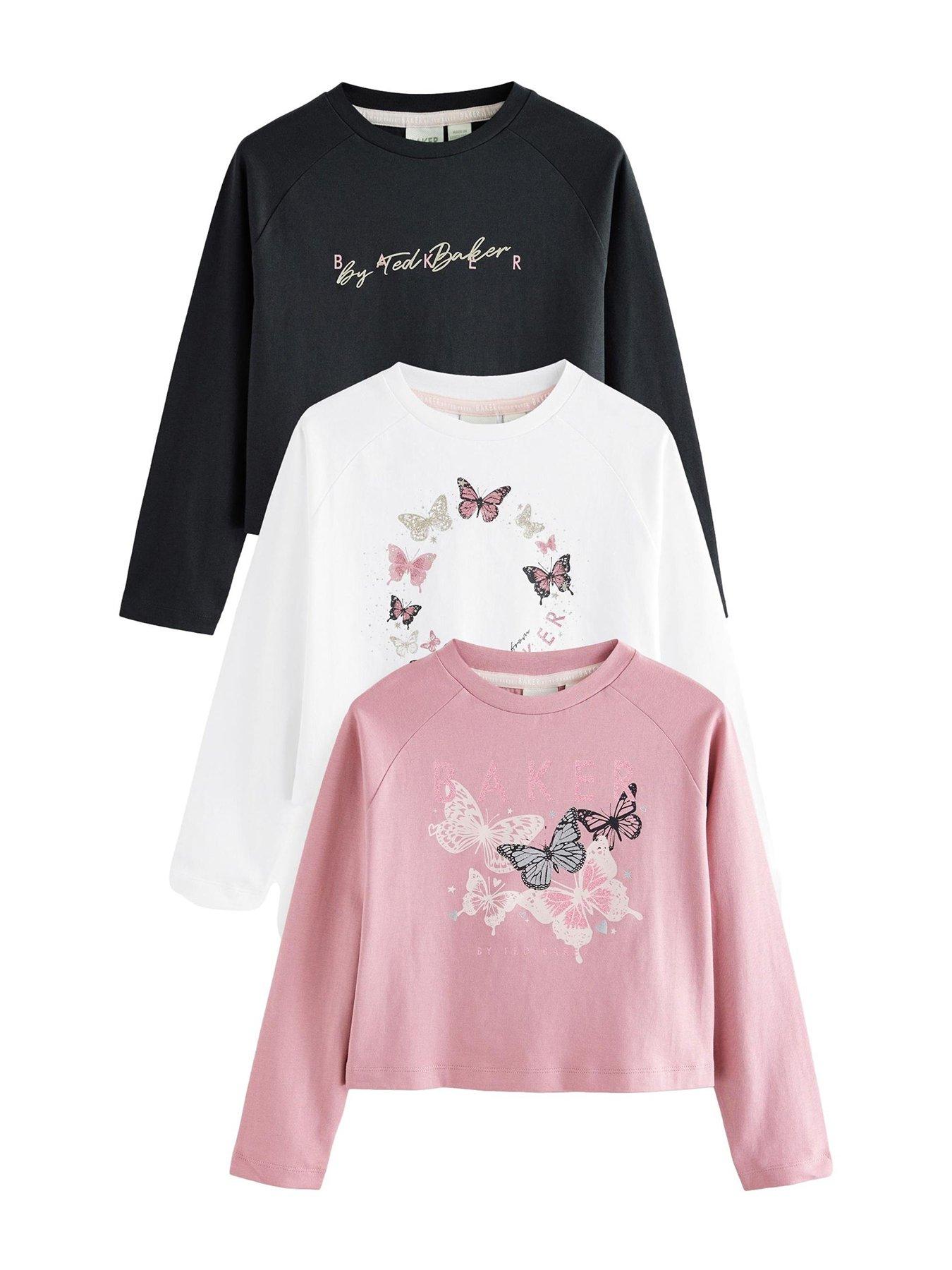 undefined Girls 3 Pack Long Sleeve T-Shirts - Multi