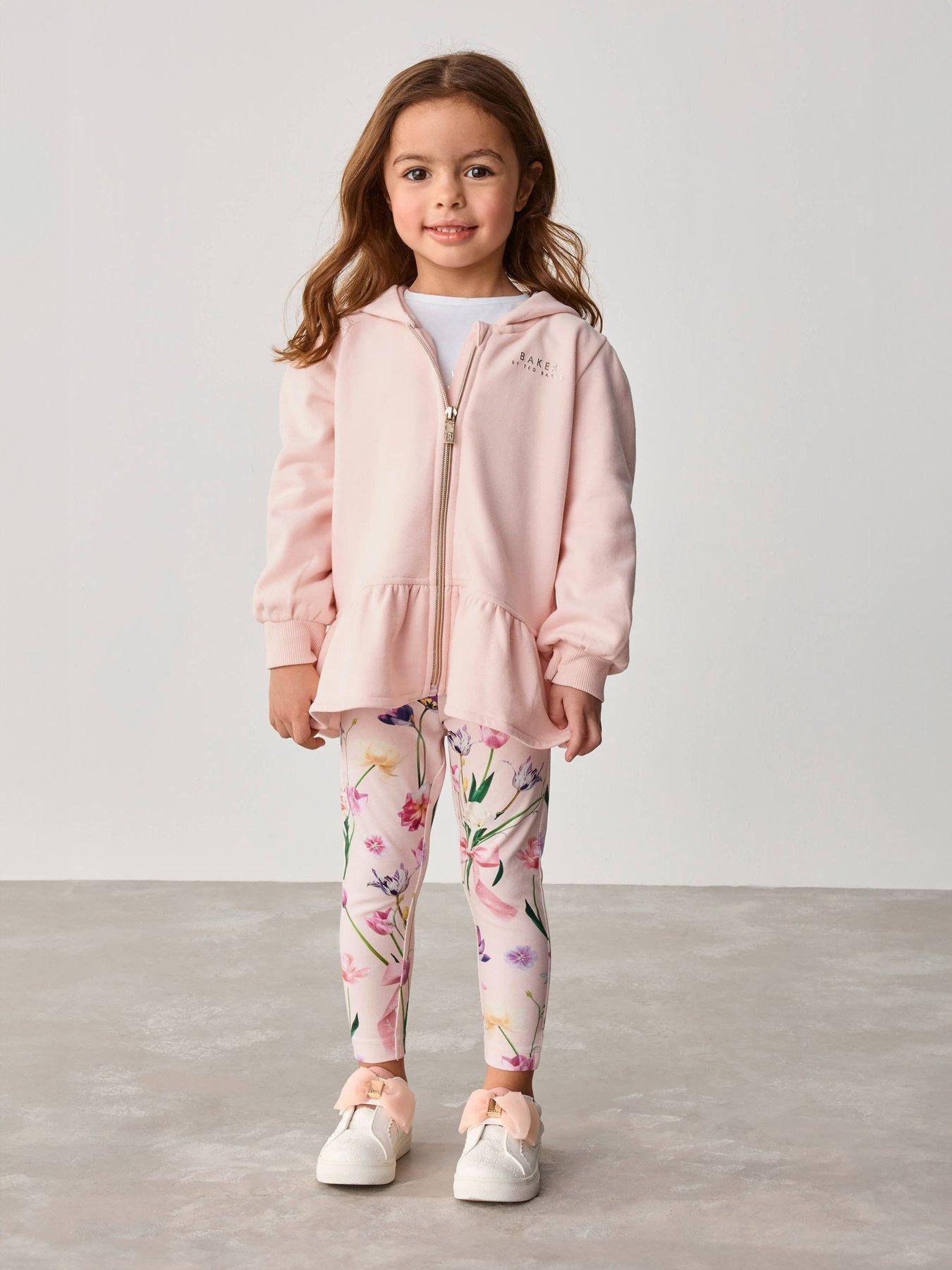 undefined Girls 3 Piece Peplum Hem Top, Legging & Jacket  Set