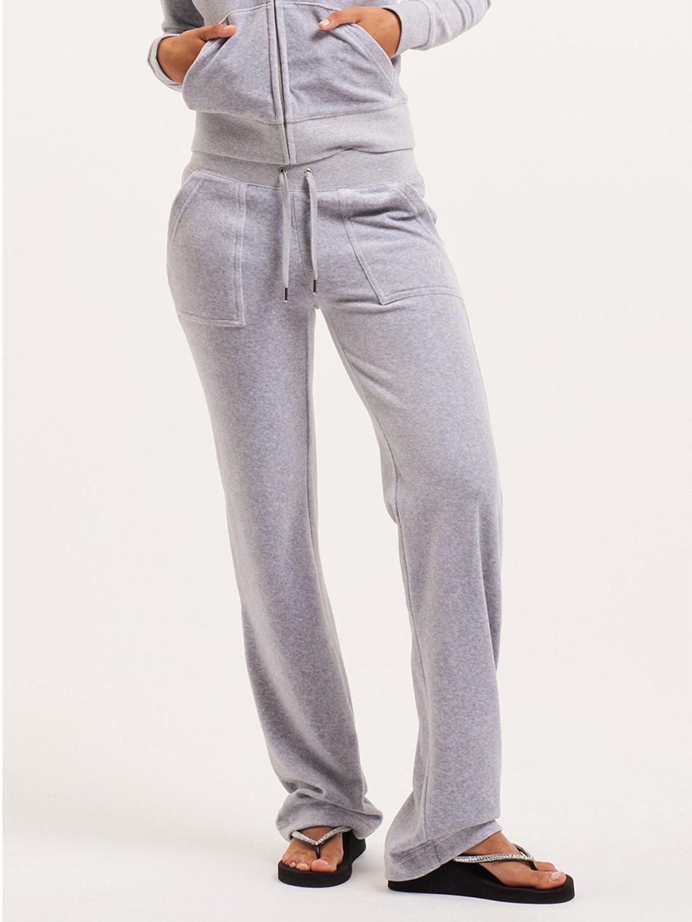 Juicy Couture Classic Velour Midi Rise Pocketed Trackpant - Silver