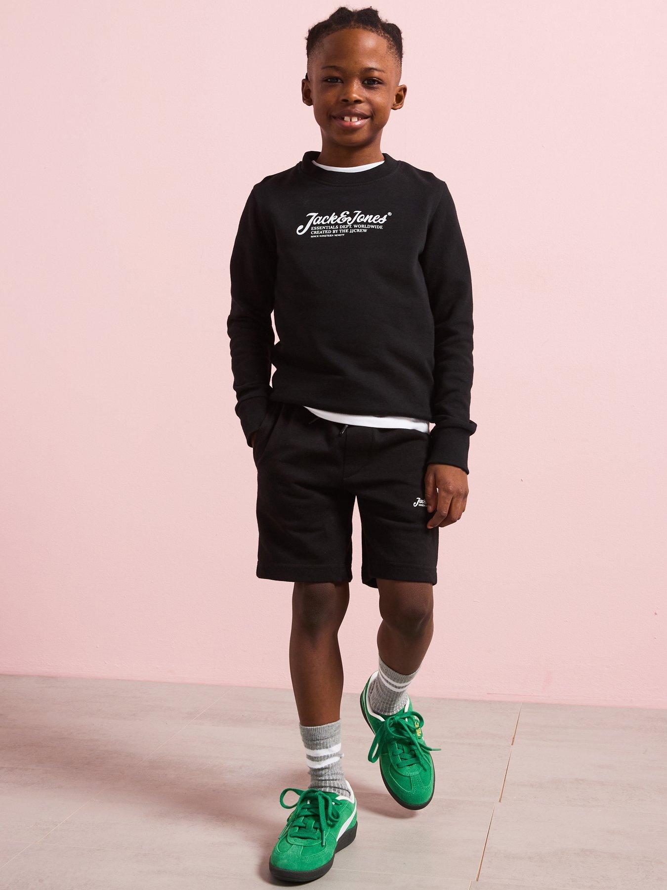 Image 1 of 5 of Jack & Jones Junior Boys Beau Sweat, T-Shirt And Shorts Set - Black